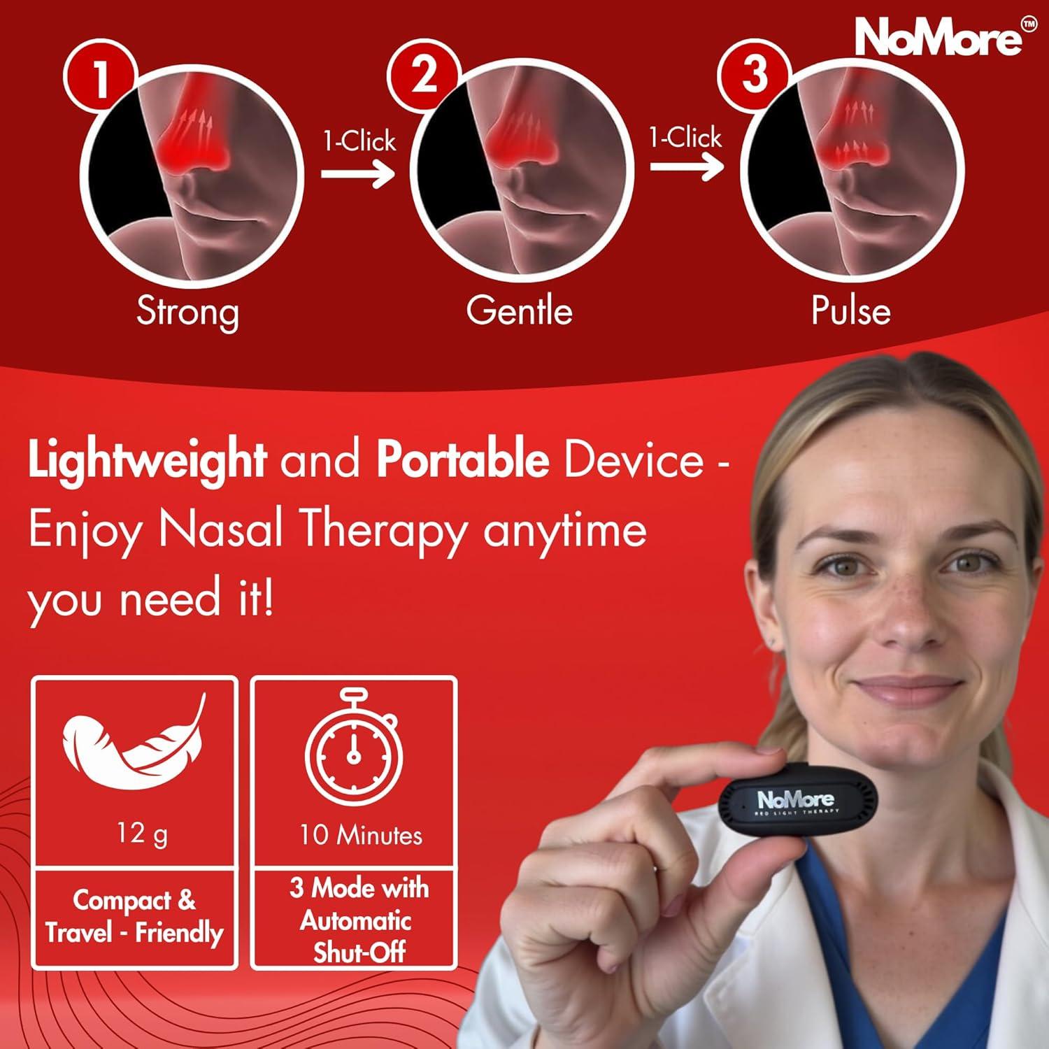 Terapia de Luz Roja NoMore para Nariz - Dispositivo LED Recargable