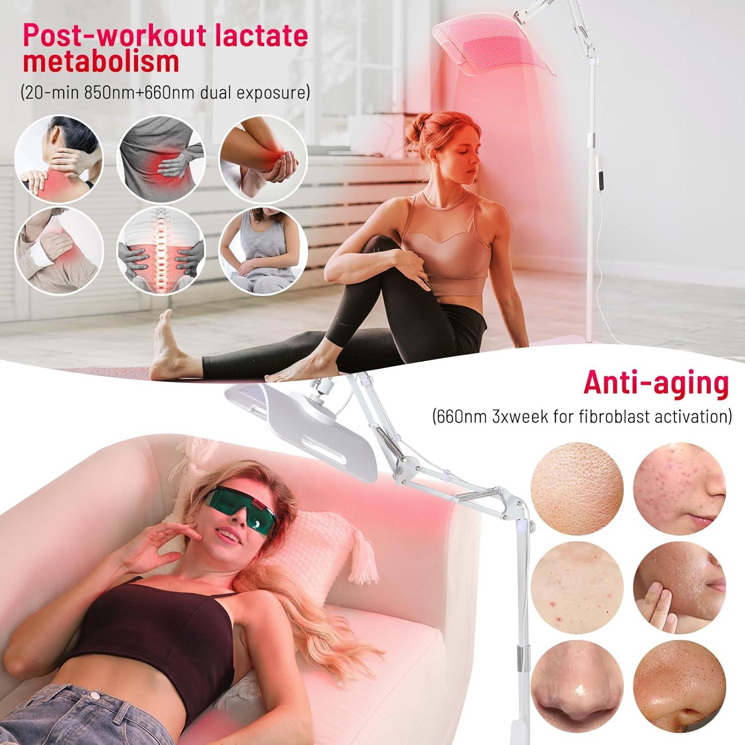 Lámpara de Terapia de Luz Roja 660nm 850nm con Soporte Ajustable