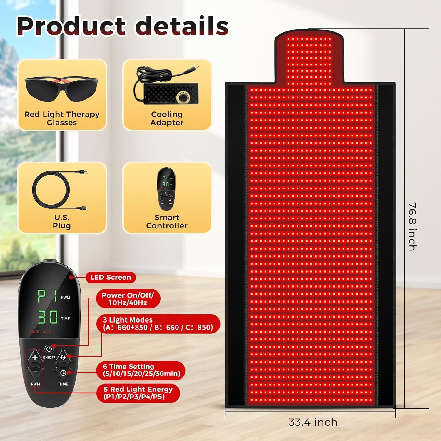 Manta de Terapia de Luz Roja LITDUCK 197.5x85.1cm 1370 LEDs