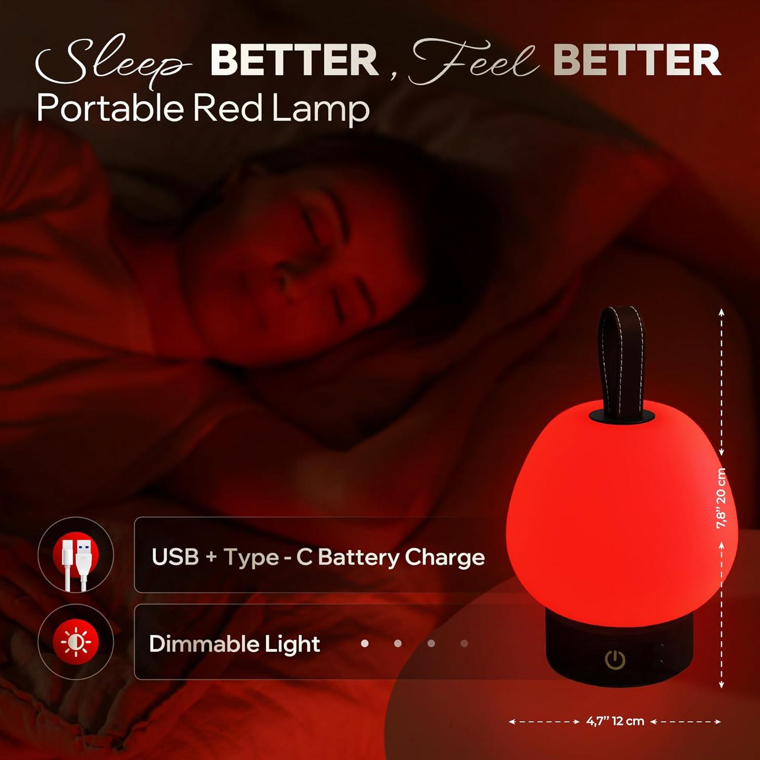 Lámpara de Sueño Inalámbrica Liderstar - Luz Roja 660nm Regulable