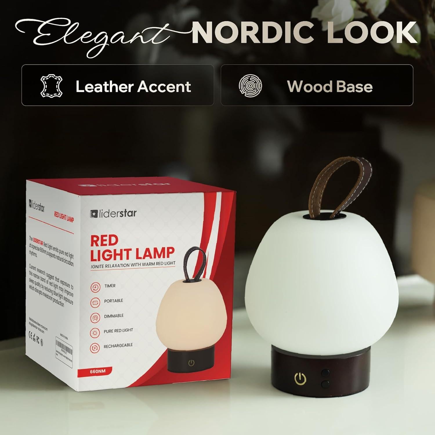 Lámpara de Sueño Inalámbrica Liderstar - Luz Roja 660nm Regulable