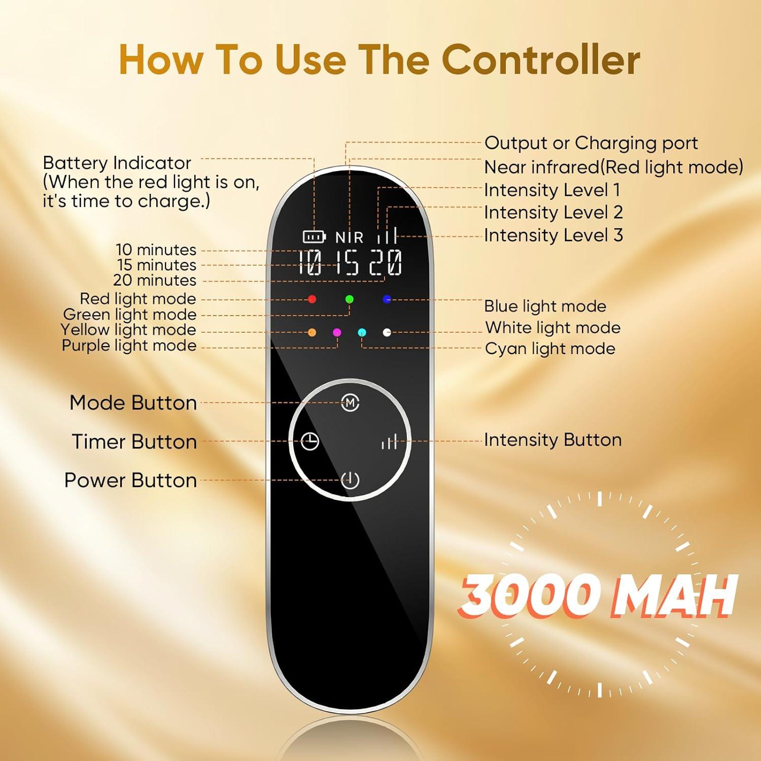 Máscara de Terapia de Luz Roja DZAVOK - 400 LEDs, 7 Modos