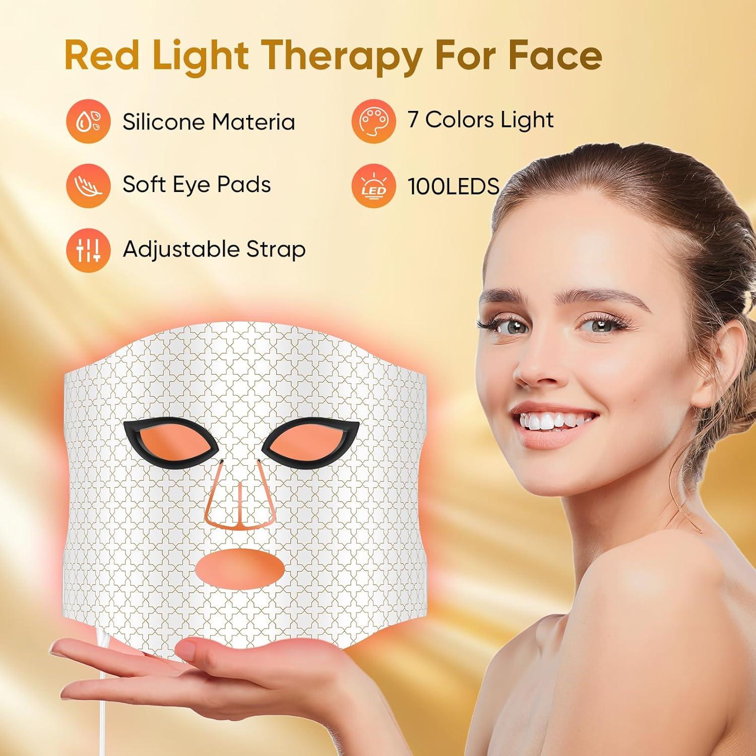 Máscara de Terapia de Luz Roja DZAVOK - 400 LEDs, 7 Modos