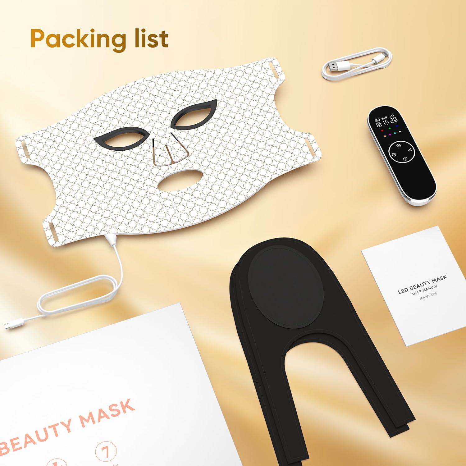 Máscara de Terapia de Luz Roja DZAVOK - 400 LEDs, 7 Modos