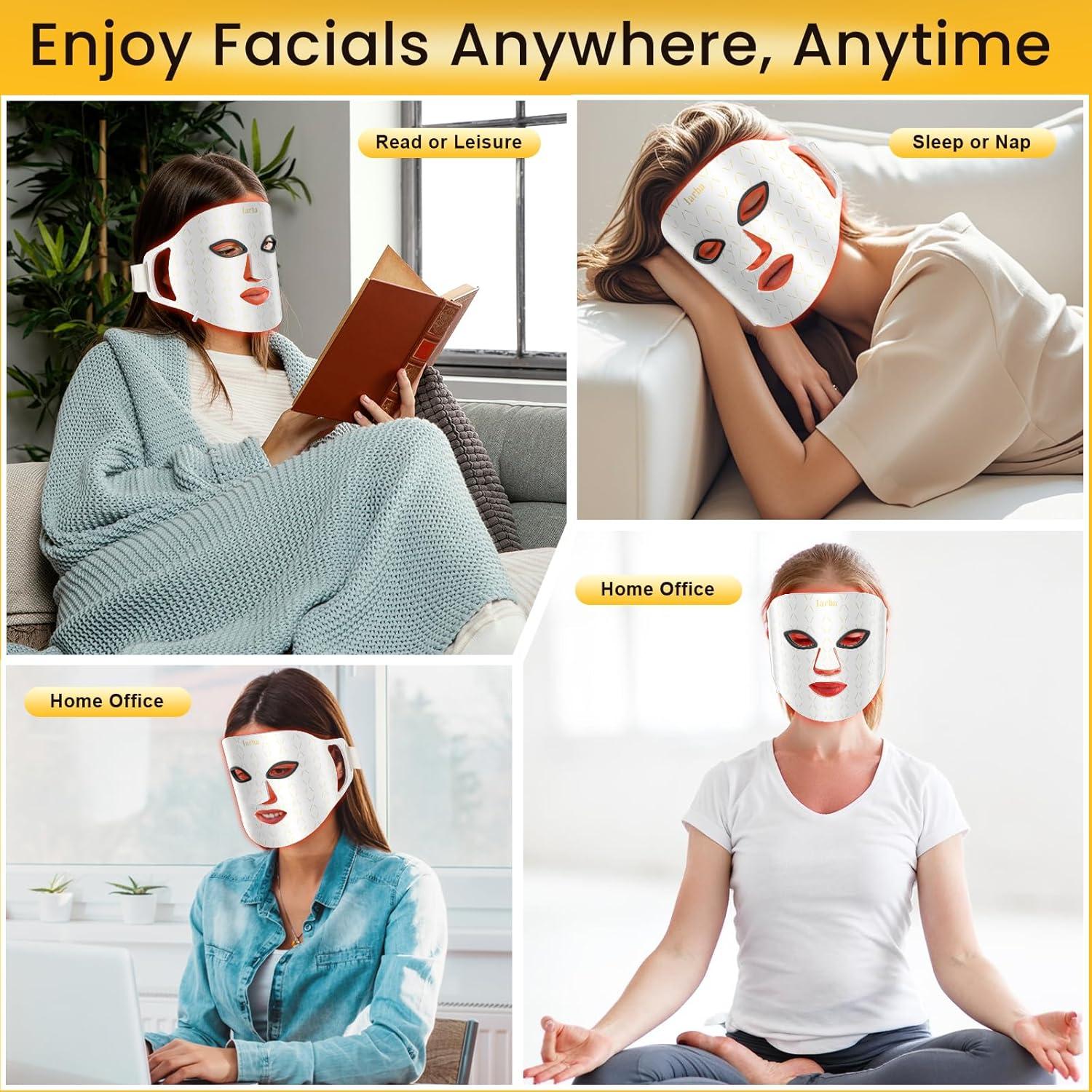 Máscara de Luz LED Iarha para Cara - Terapia de Luz Roja 4 Colores