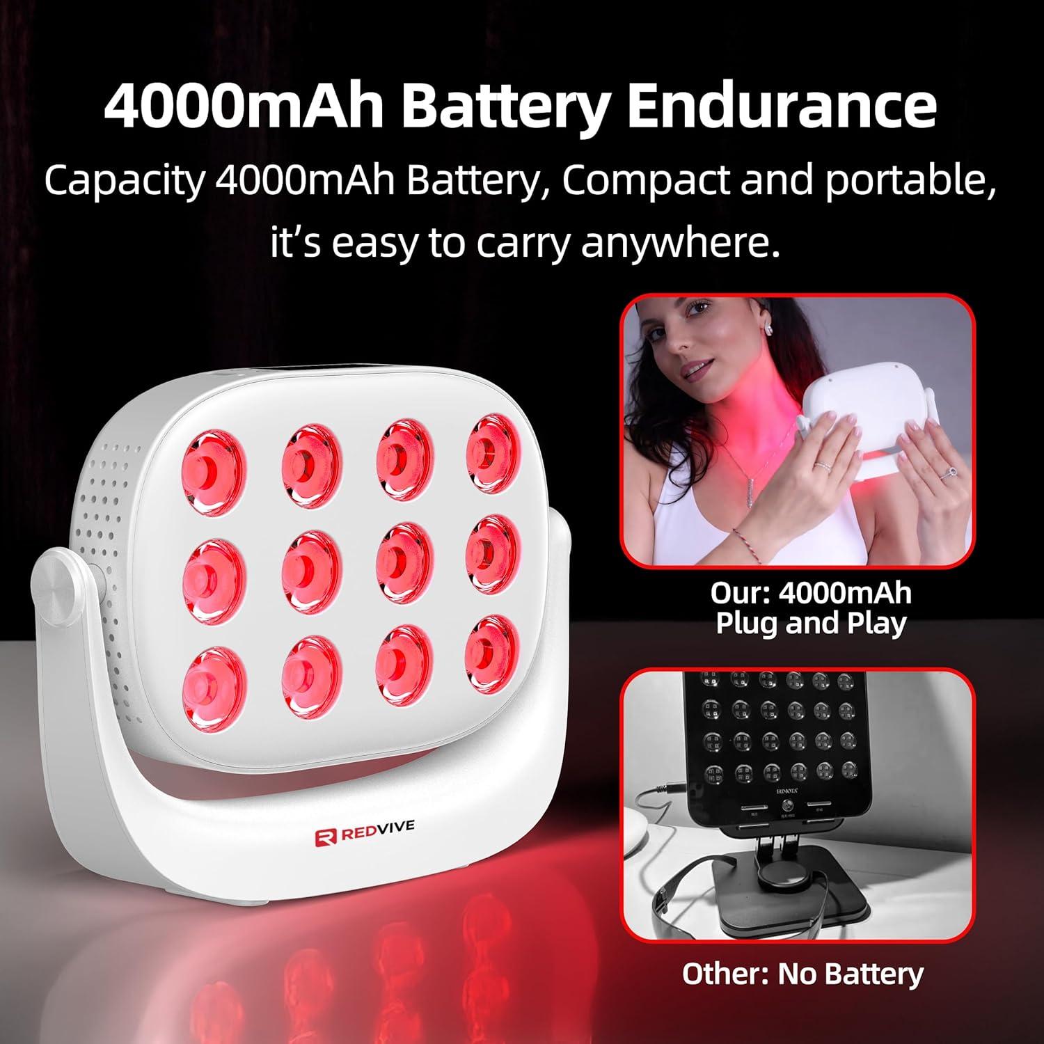 Terapia de Luz Roja Portátil REDVIVE RLA040 12 LEDs 660nm 850nm