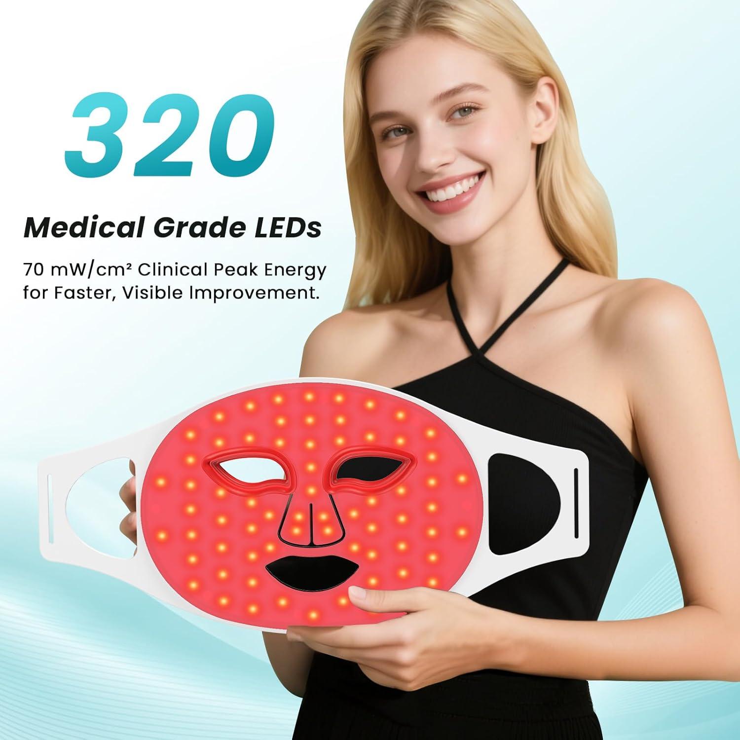 Máscara de Terapia de Luz Roja Inalámbrica Lovsheme 320 LEDs