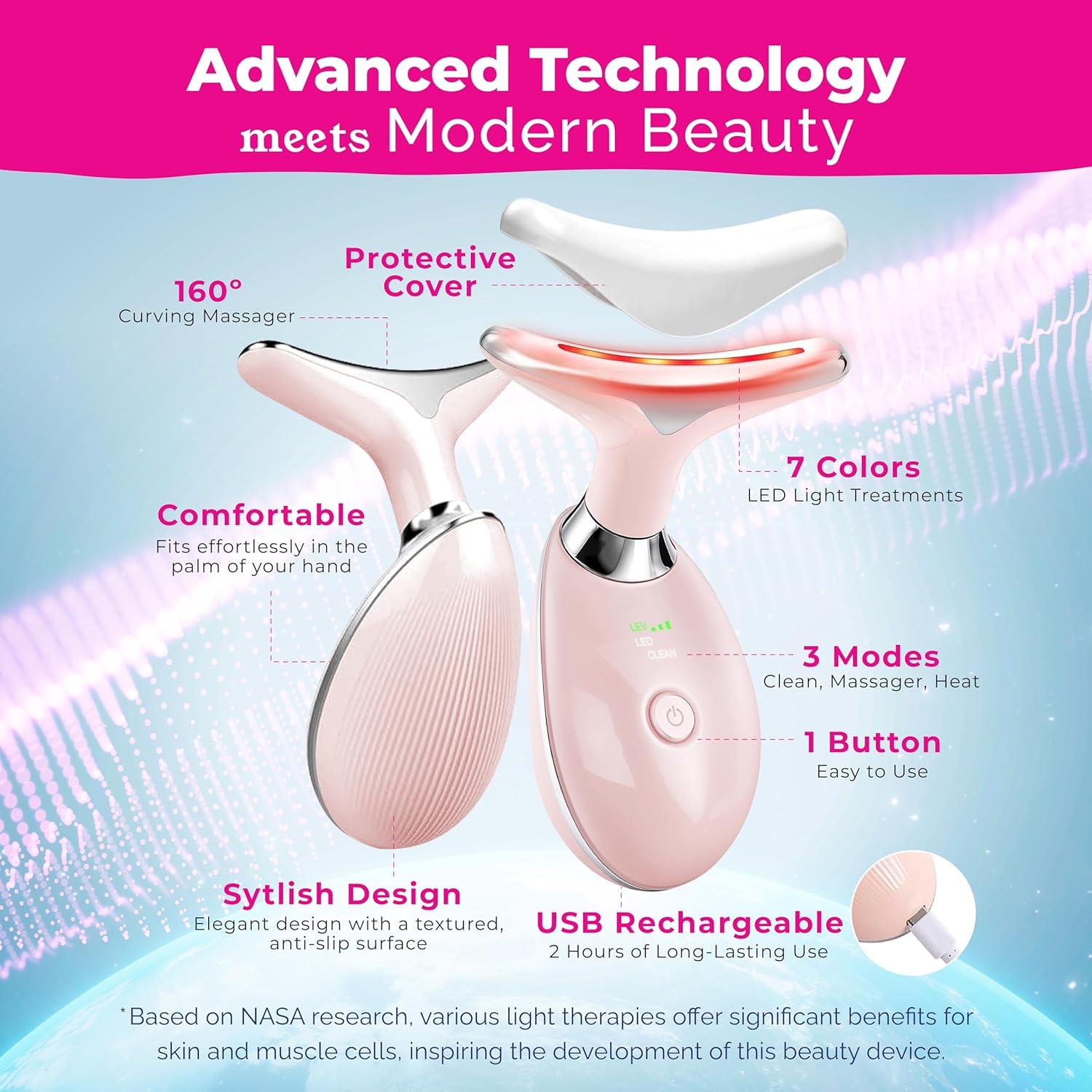 Masajeador Facial Biidey Rosa con Luz Roja y Microcorriente