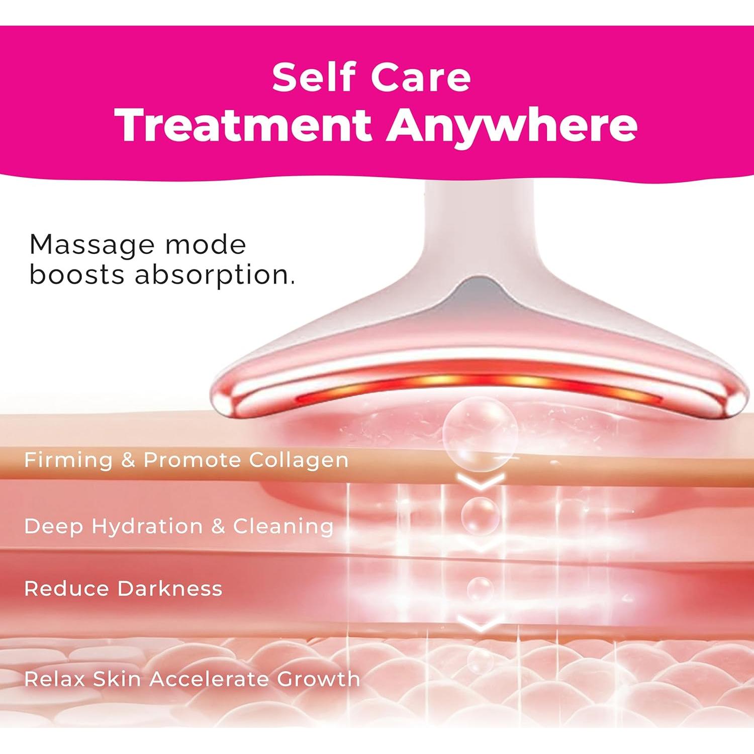 Masajeador Facial Biidey Rosa con Luz Roja y Microcorriente