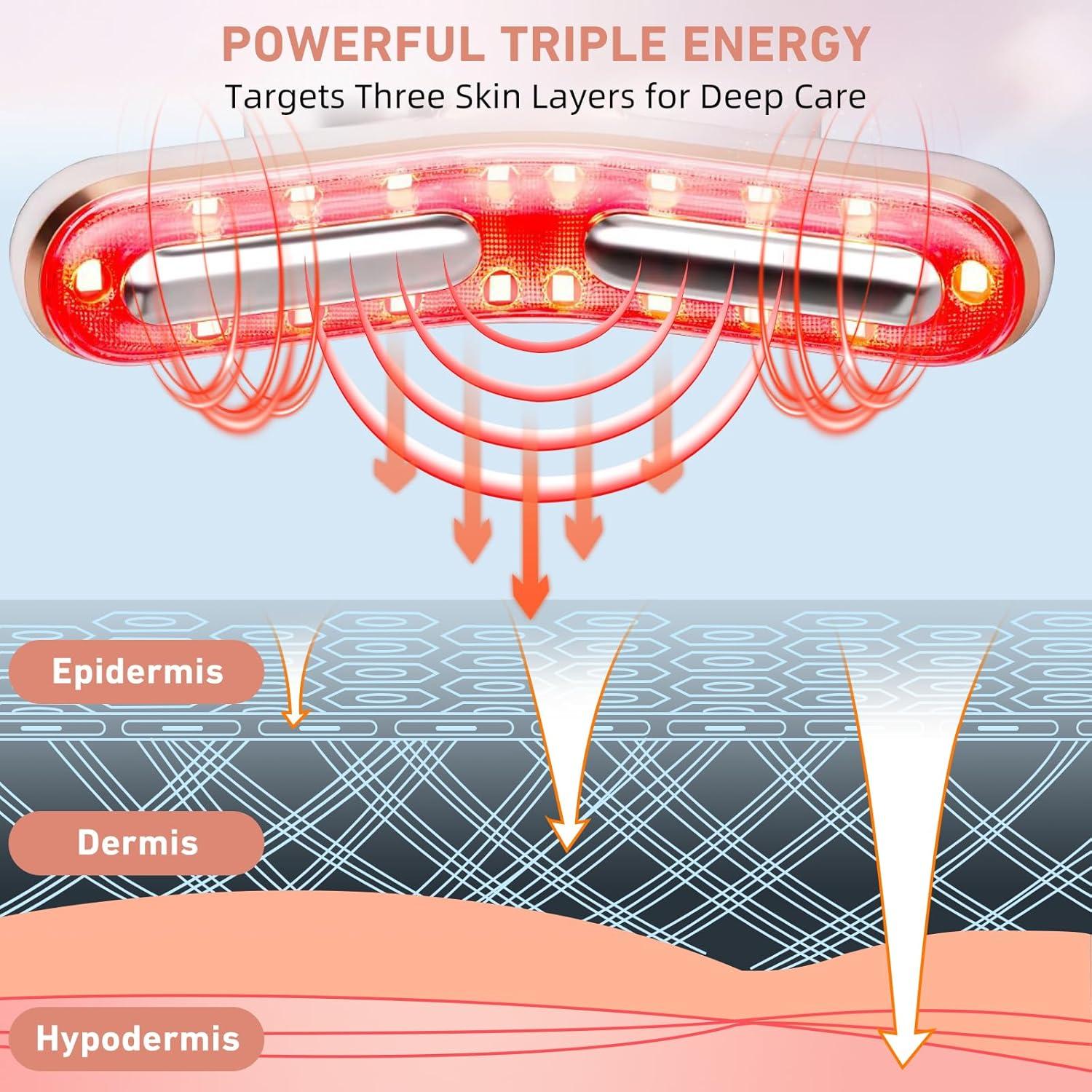 Dispositivo de Belleza Facial OUJEALEE AM-810B, Microcorriente y Luz LED