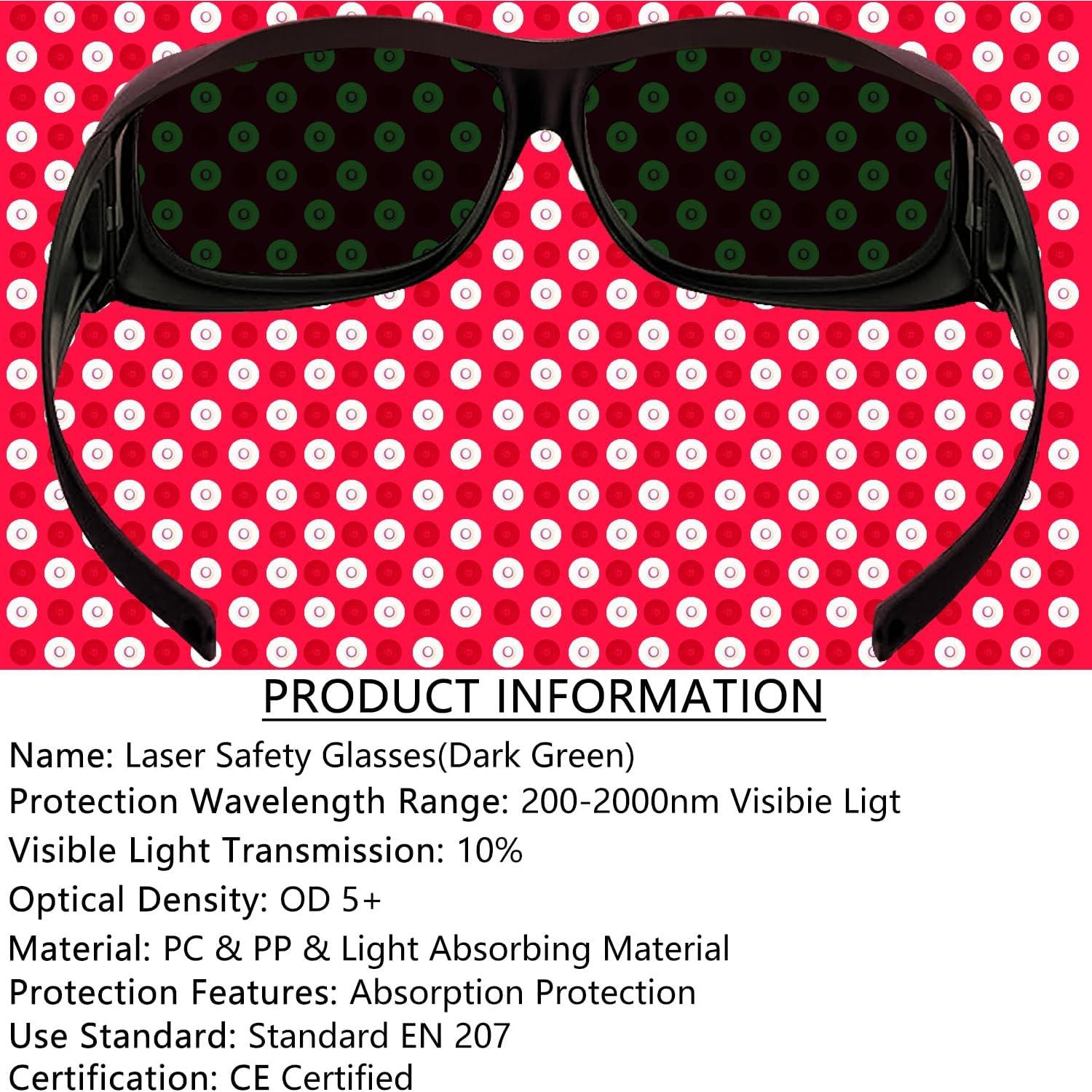 Gafas de Seguridad Láser LUZ ROJA UV Verde Oscuro Ipl200-2000nm
