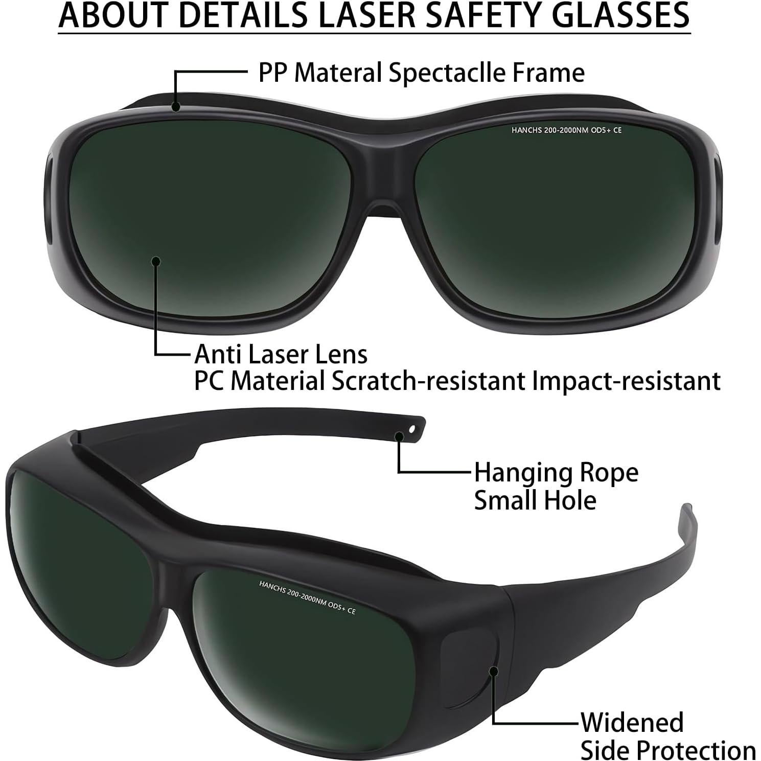 Gafas de Seguridad Láser LUZ ROJA UV Verde Oscuro Ipl200-2000nm