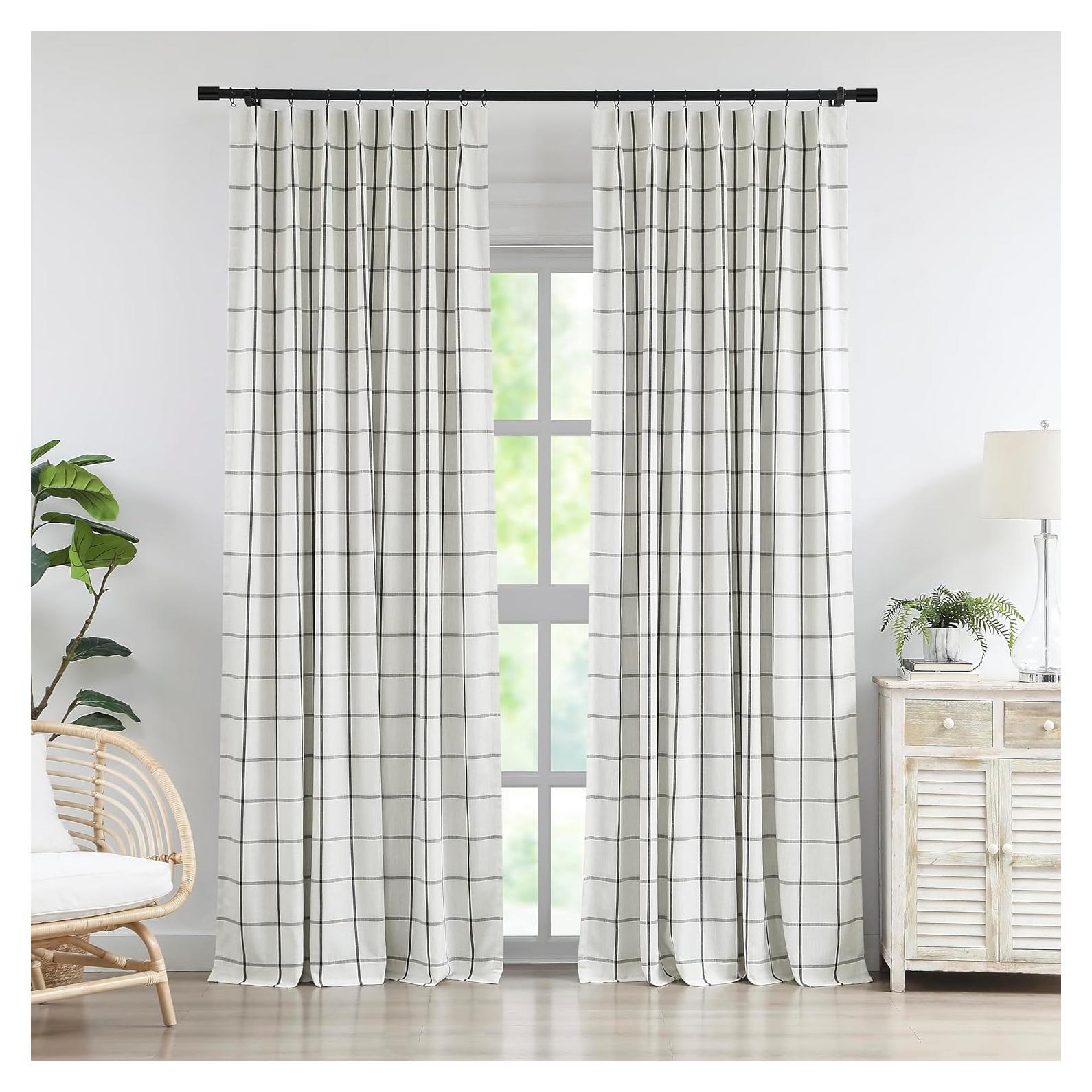 Cortinas de Lino Oscurecimiento Total Vision Home 40x84" 2 Piezas