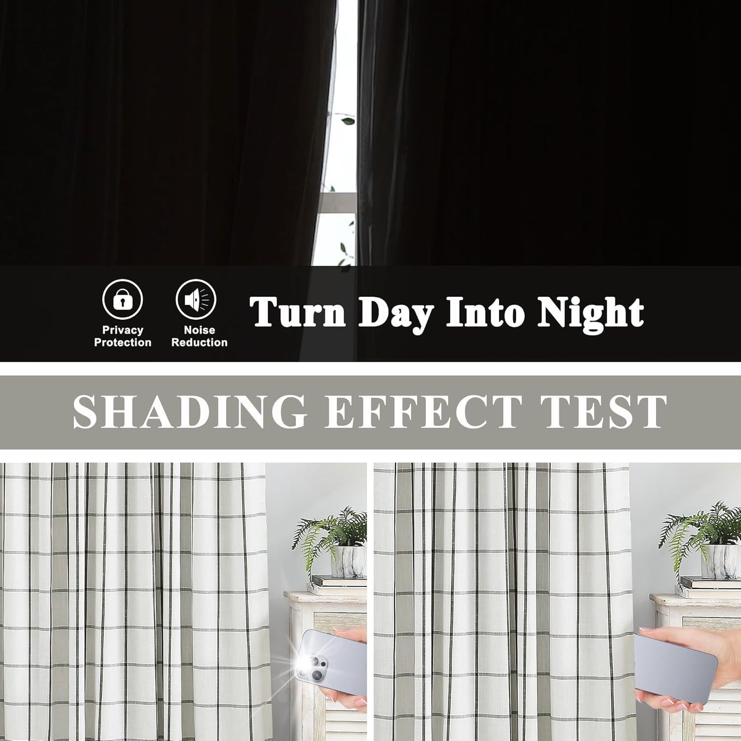 Cortinas de Lino Oscurecimiento Total Vision Home 40x84" 2 Piezas