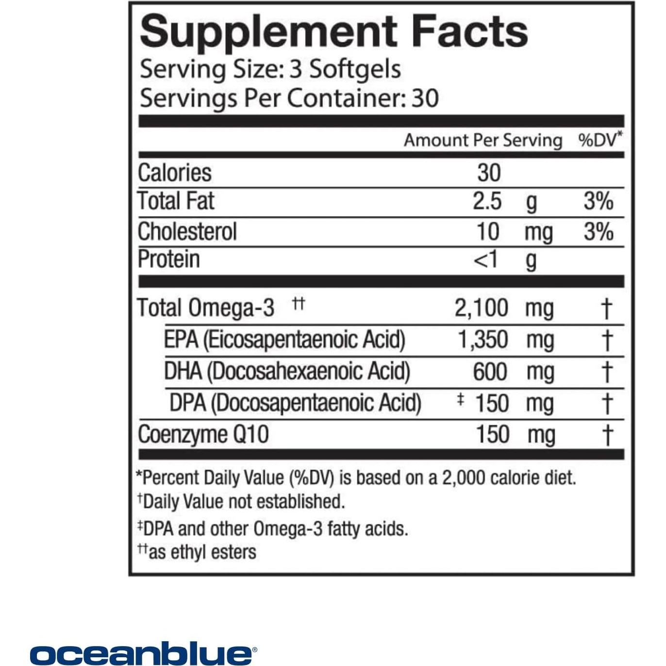 Suplemento Omega-3 Oceanblue 2100 con CoQ10 90 cápsulas