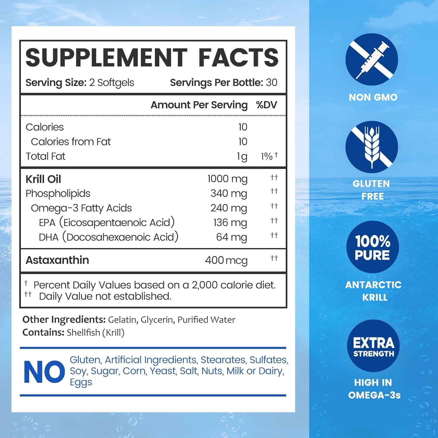 BioEmblem Aceite de Kril Antártico 1000mg 180 Cápsulas Blandas