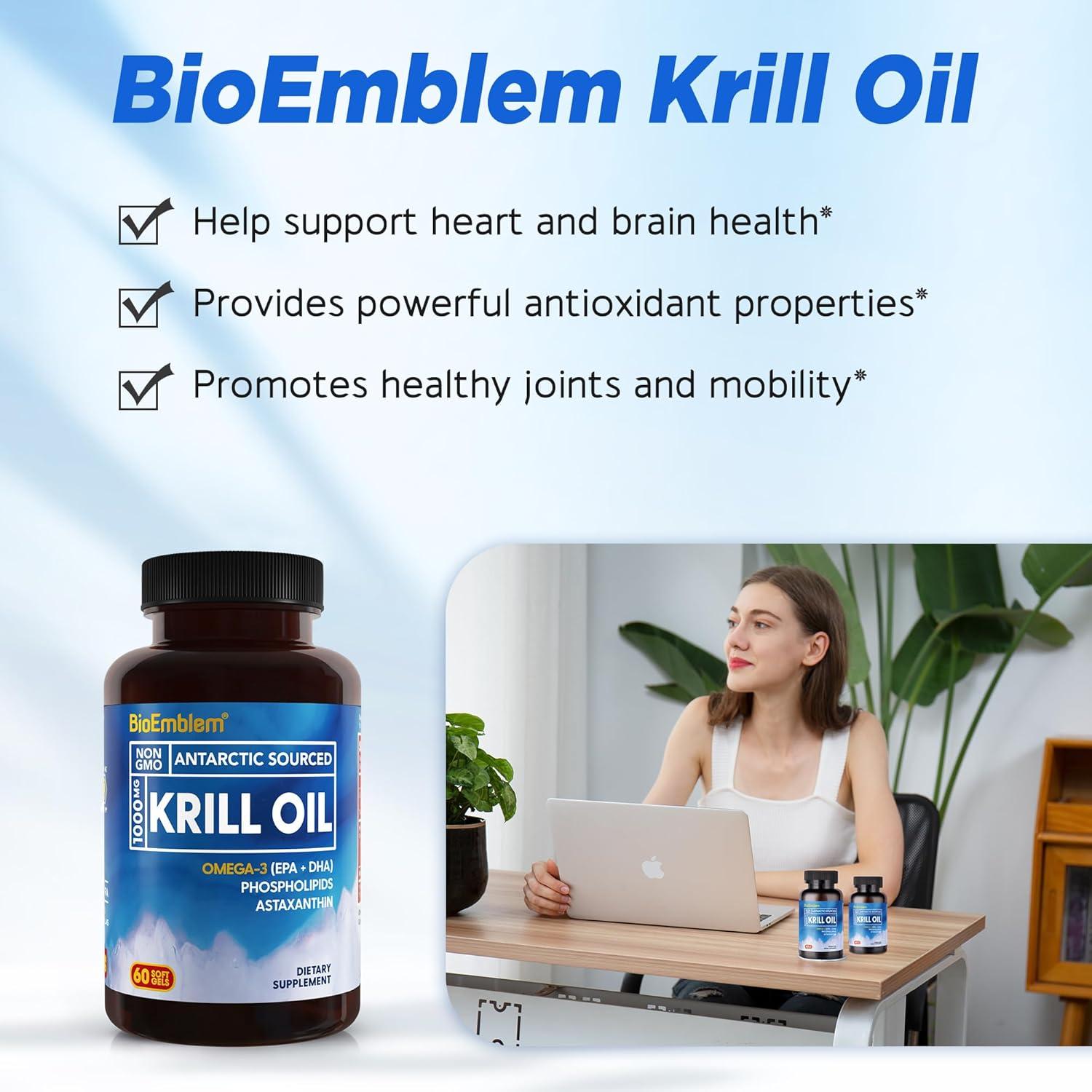 BioEmblem Aceite de Kril Antártico 1000mg 180 Cápsulas Blandas