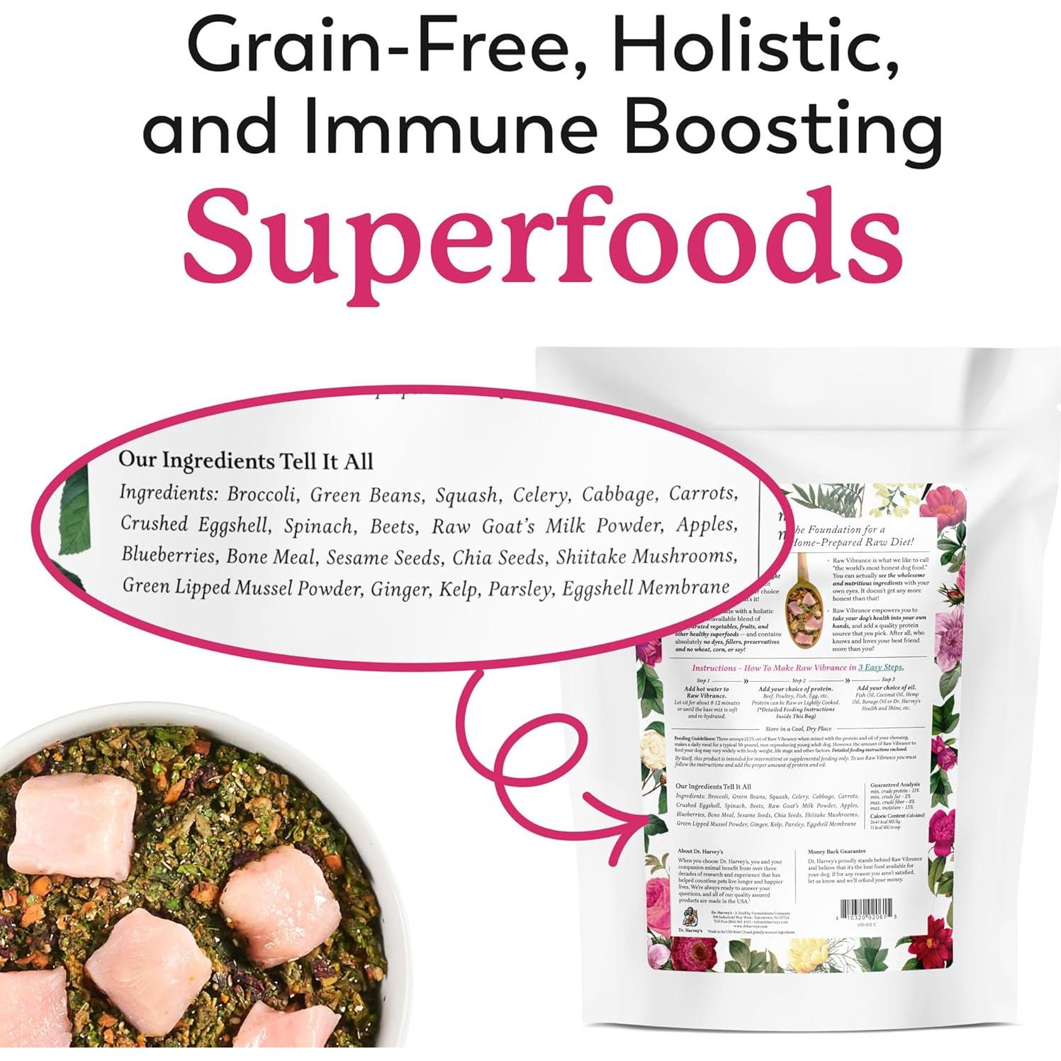 Dr. Harvey's Raw Vibrance Grain Free Dehydrated Foundation for Raw Diet Dog Food (Trial Size 5.5 Oz)