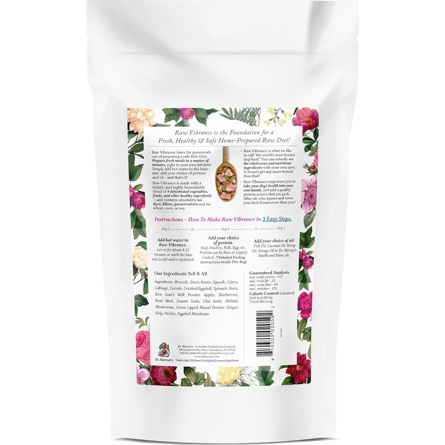 Dr. Harvey's Raw Vibrance Grain Free Dehydrated Foundation for Raw Diet Dog Food (Trial Size 5.5 Oz)