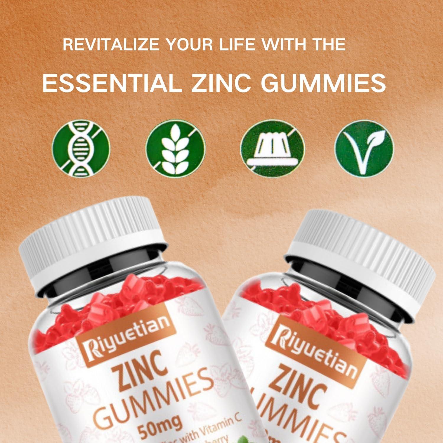Gomitas de Zinc Riyuetian 50mg con Vitamina C y D3 - 60 Unidades