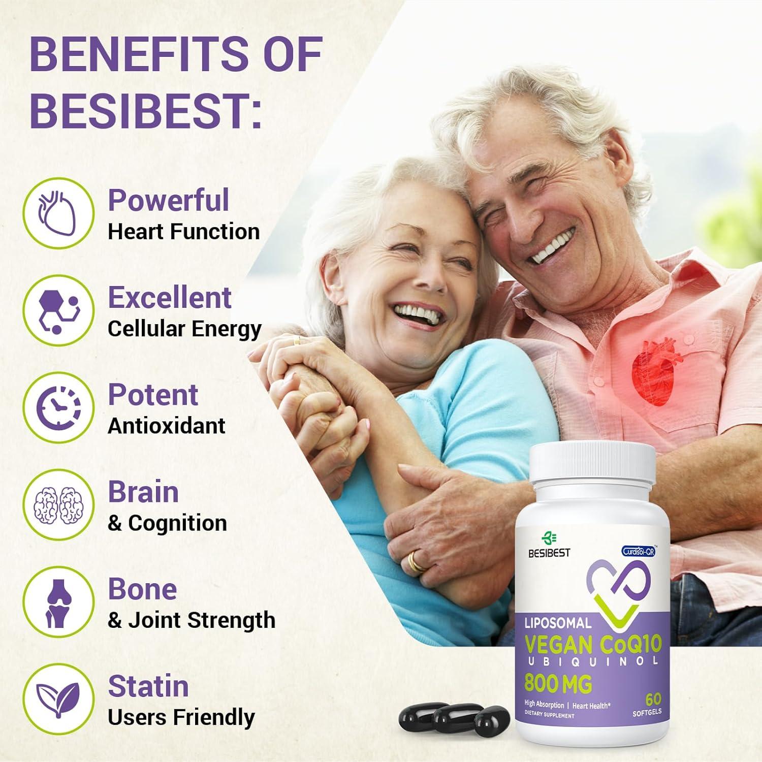 Suplemento Ubiquinol CoQ10 800mg Besibest 60 Softgels Veganas