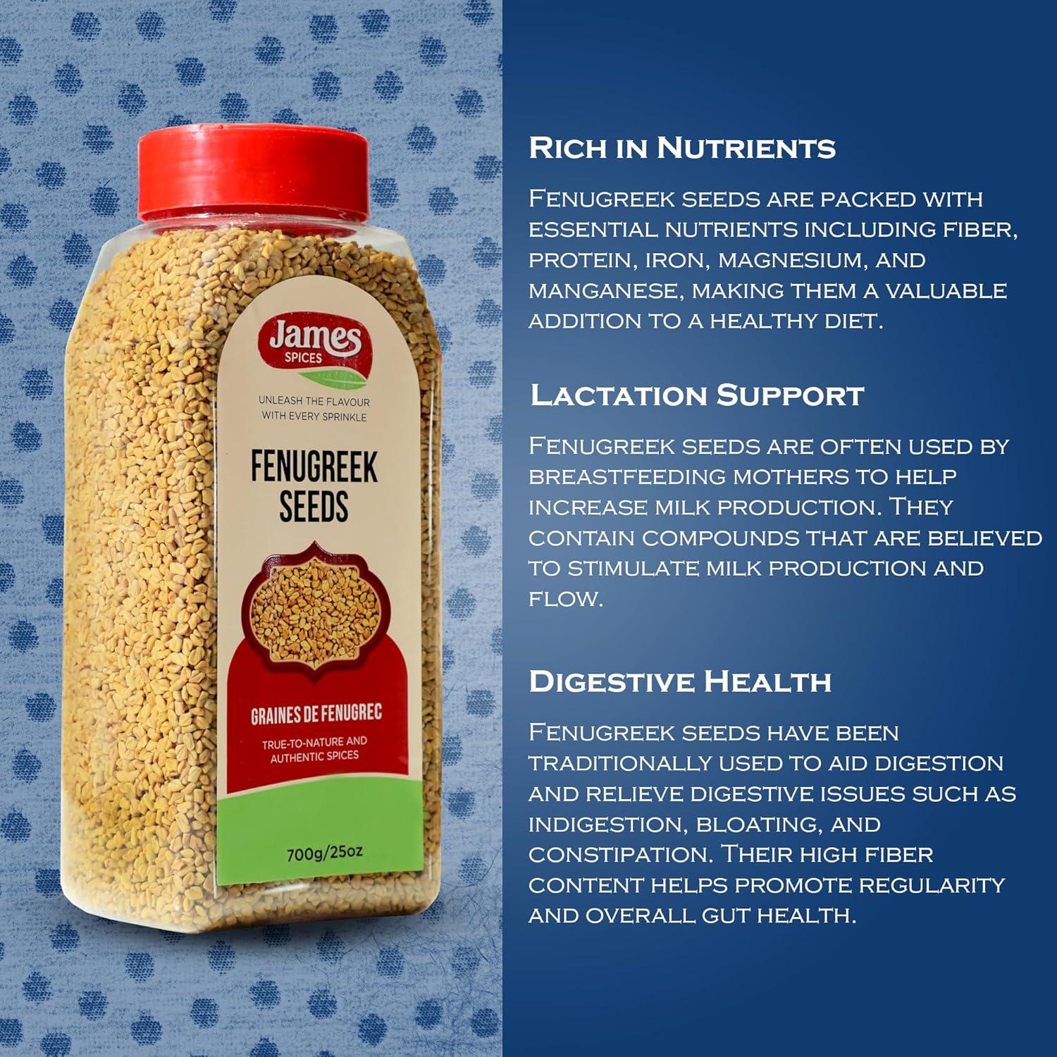 Semillas de Fenogreco James Spices Inc. 700g - Calidad Premium