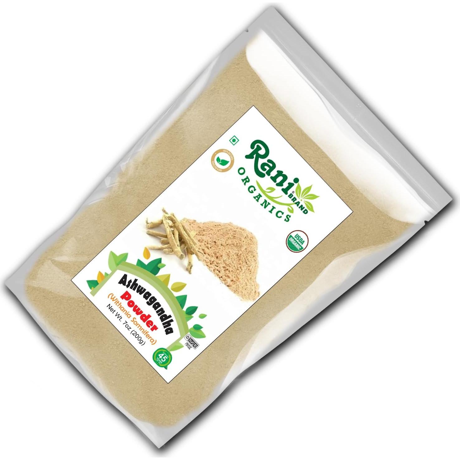 Polvo de Ashwagandha Orgánico Rani 200g - Sin Gluten, Vegano