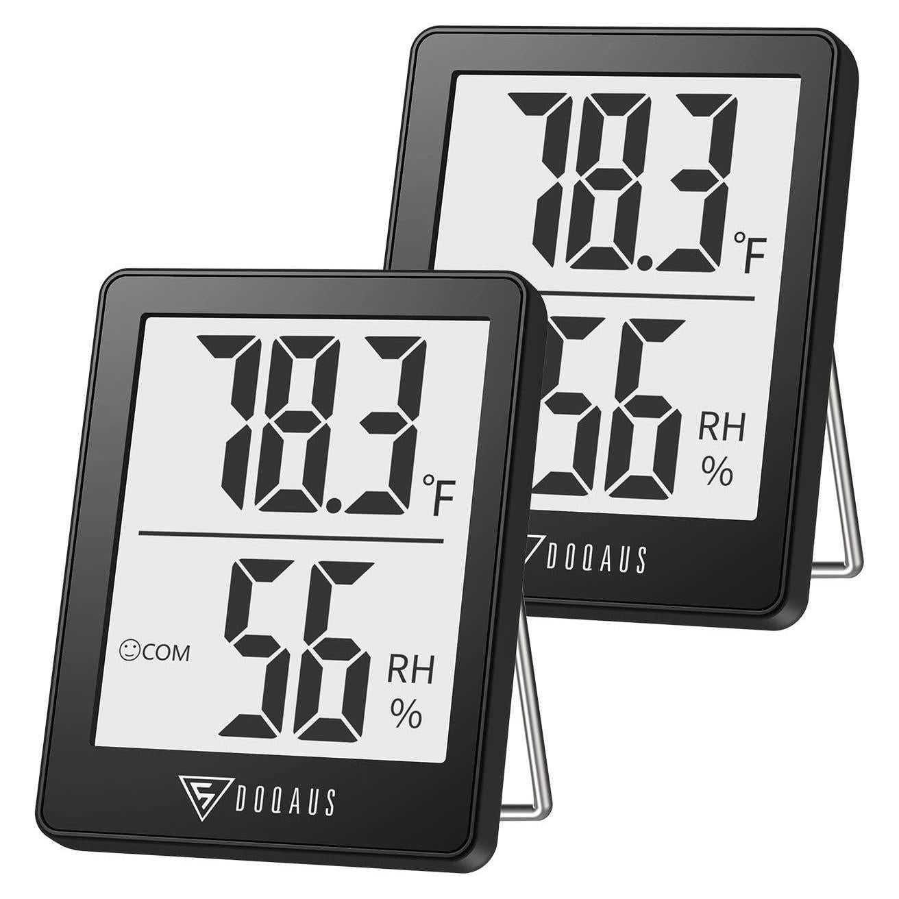 Medidor de Humedad y Temperatura DOQAUS - 2 Paquete Negro