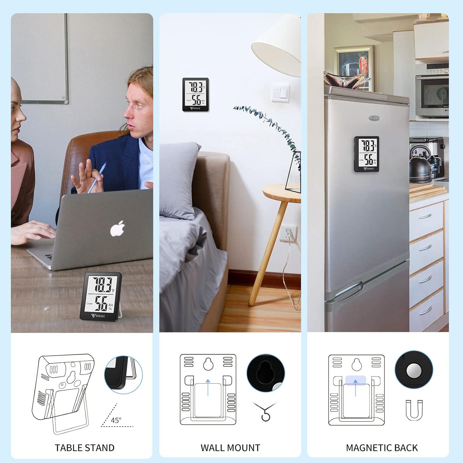Medidor de Humedad y Temperatura DOQAUS - 2 Paquete Negro