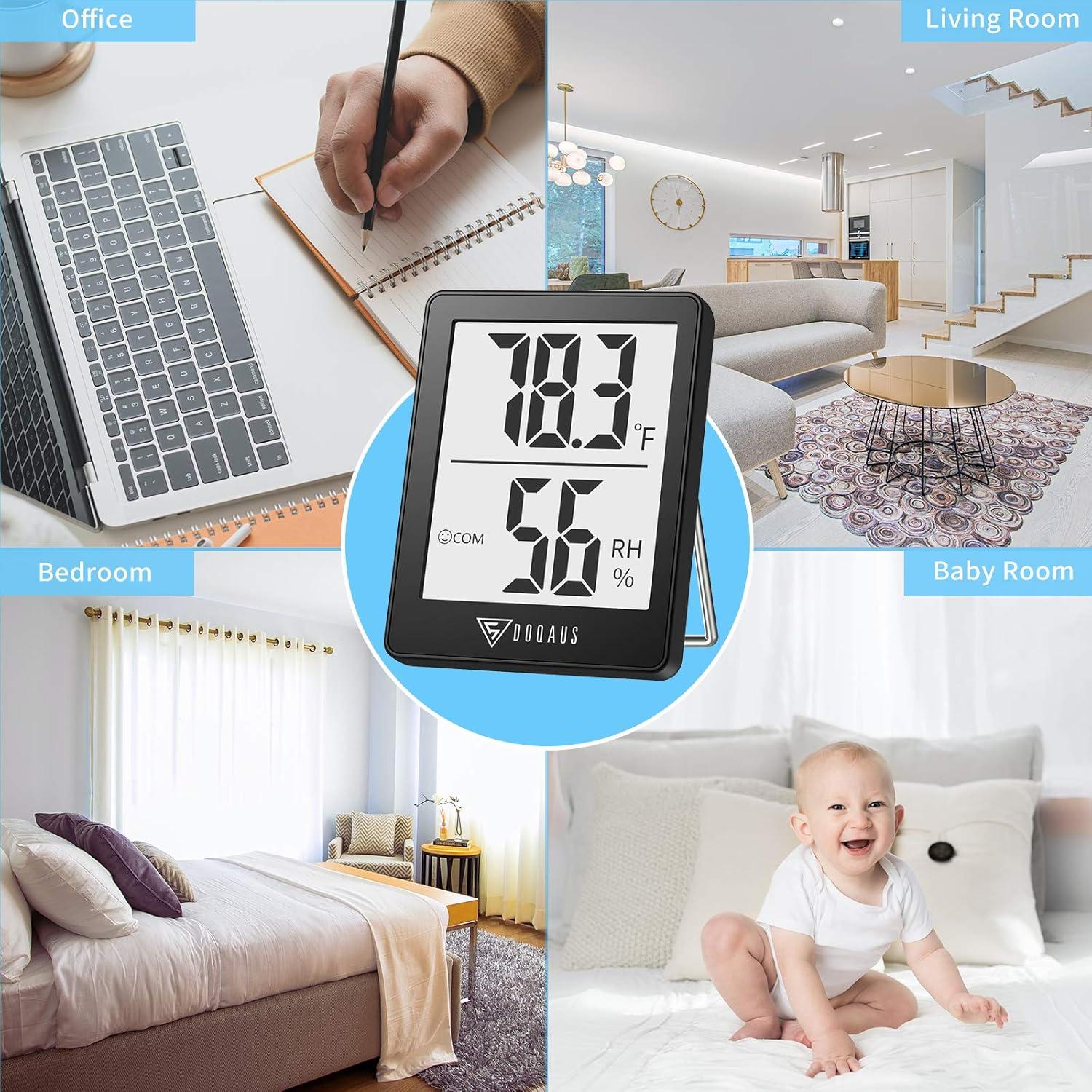 Medidor de Humedad y Temperatura DOQAUS - 2 Paquete Negro