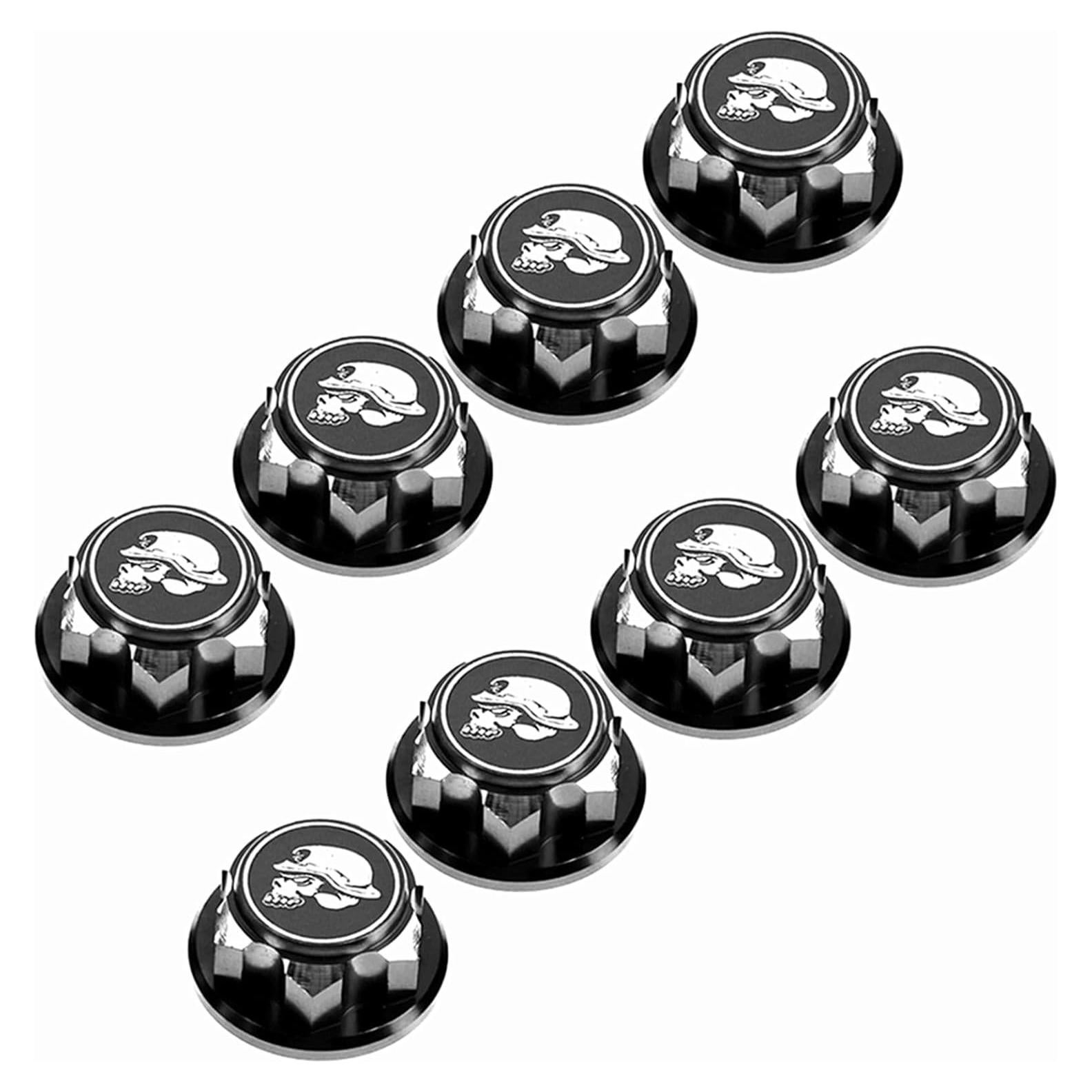 8 Tuercas de Rueda Hexagonales 17mm Aluminio RC Negro