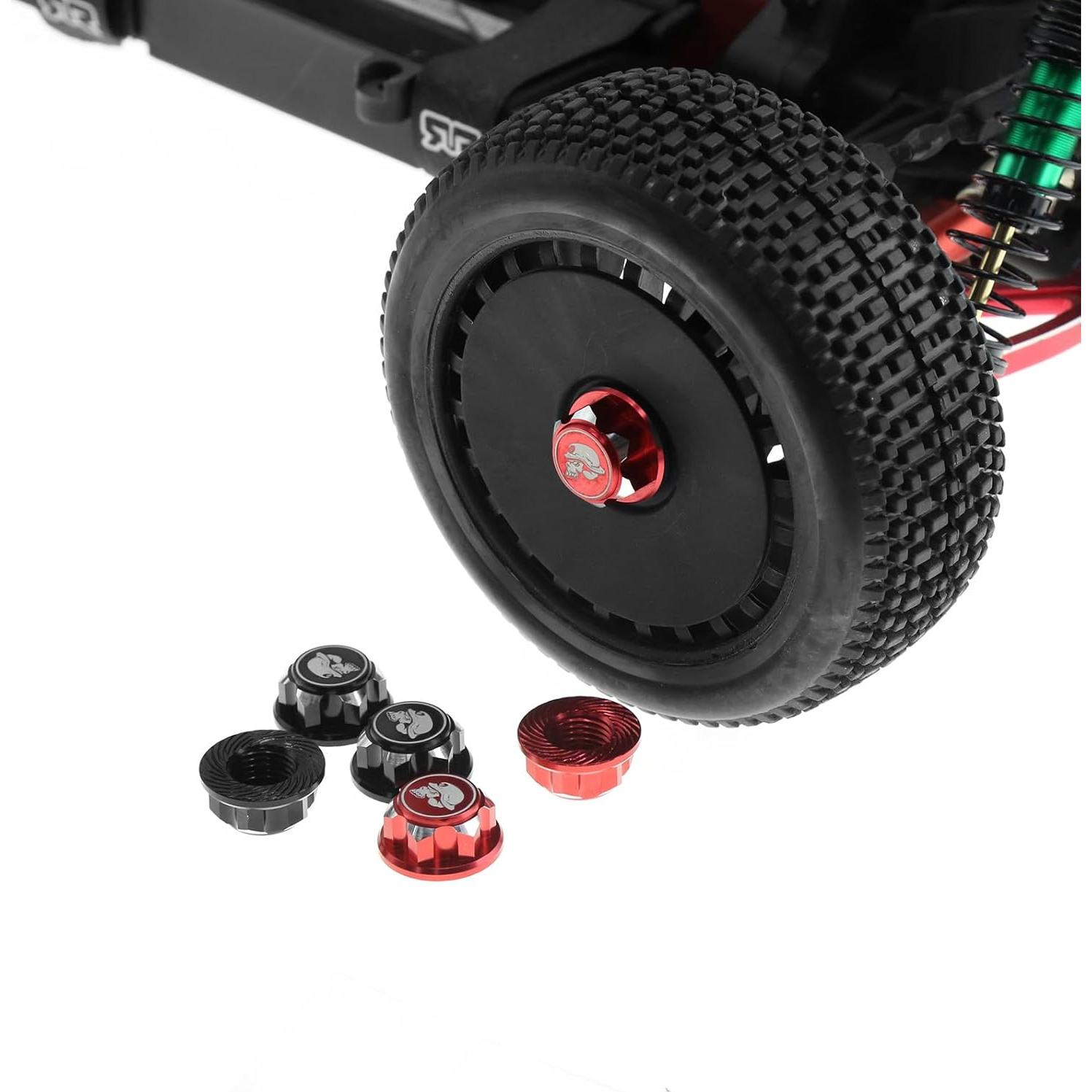 8 Tuercas de Rueda Hexagonales 17mm Aluminio RC Negro