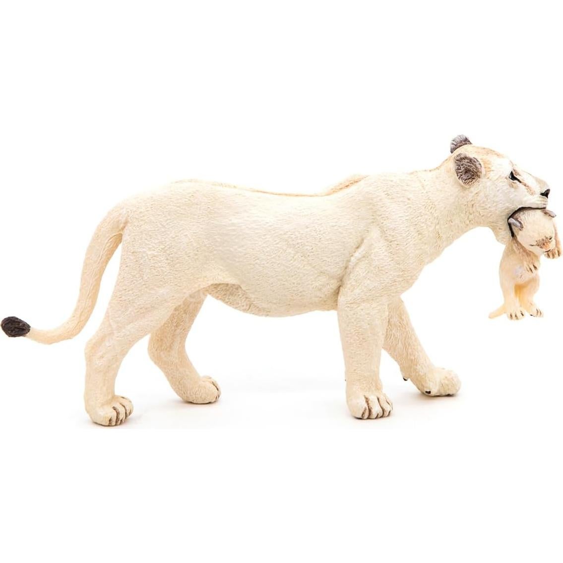 Figura de Papo Leona Blanca con Cachorro Multicolor 14.5cm