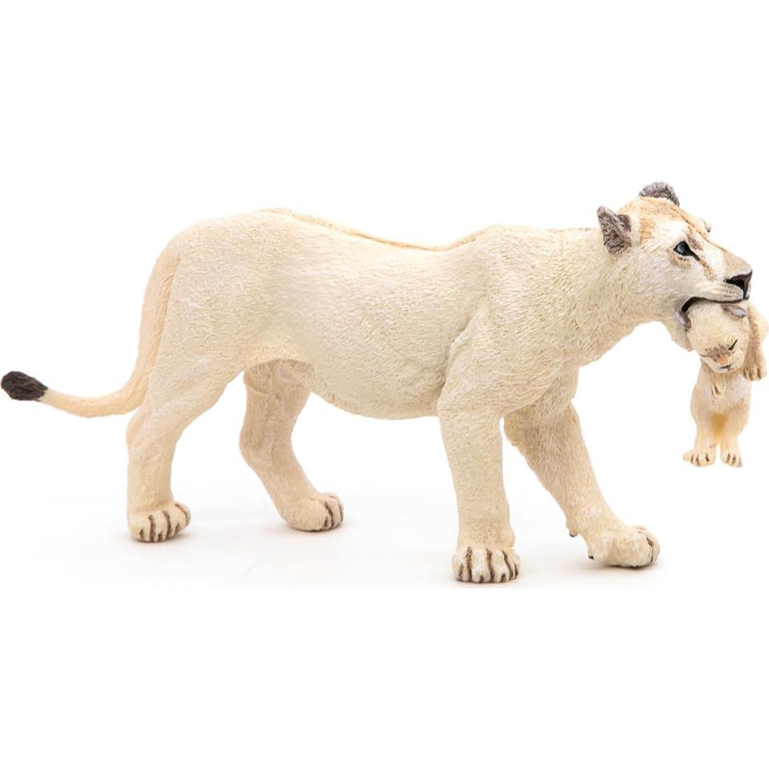 Figura de Papo Leona Blanca con Cachorro Multicolor 14.5cm