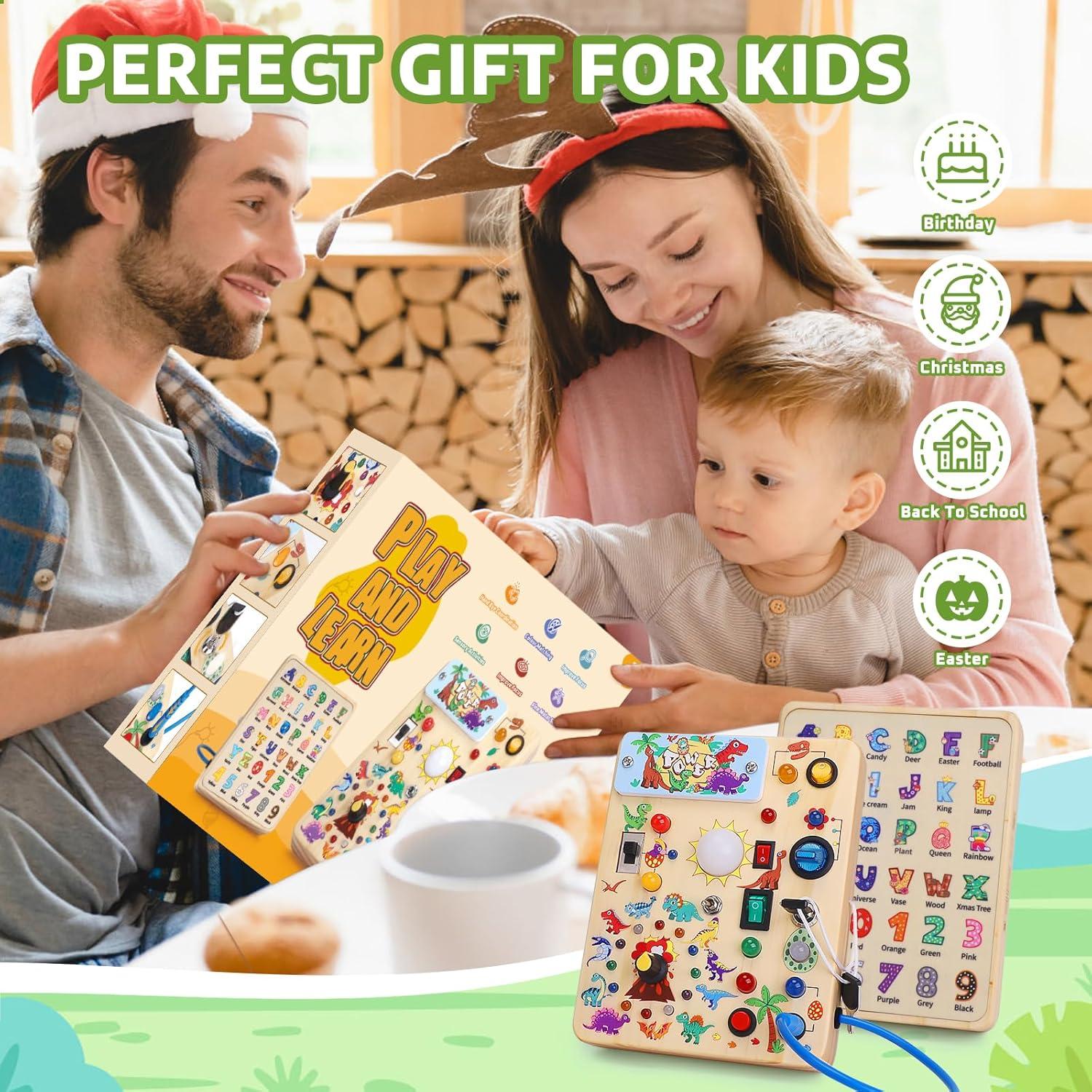 Tablero Ocupado Montessori Dinosaurio v2 - Juguete Sensorial 1-3 Años