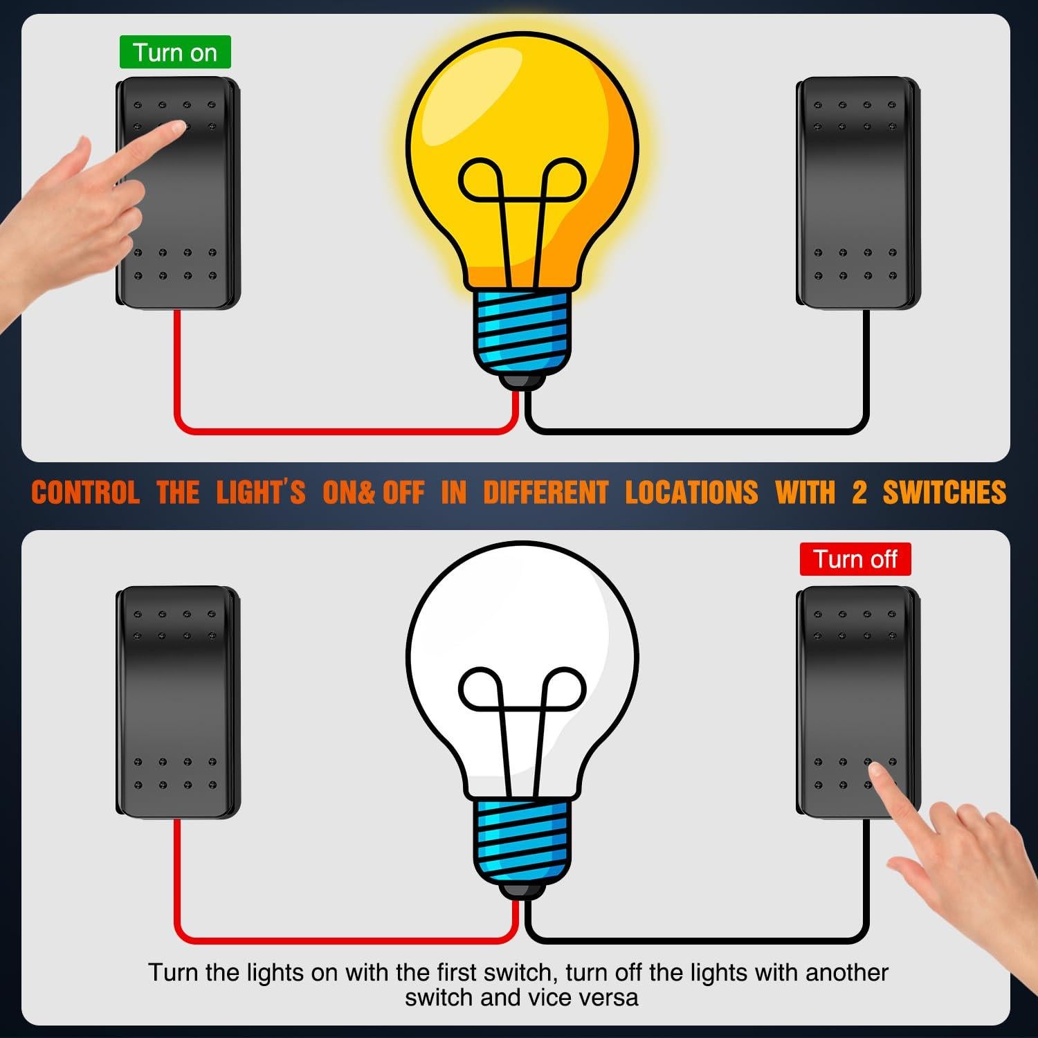 Interruptor de Palanca 3 Vías Nilight 12V 24V Impermeable 2PCS