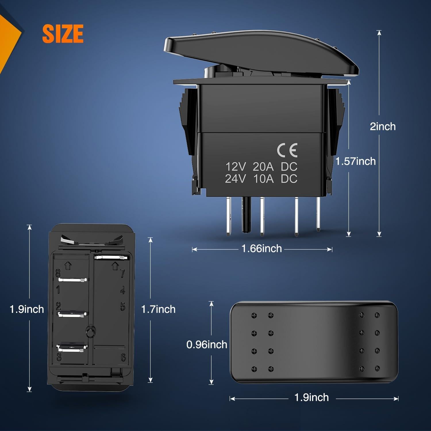 Interruptor de Palanca 3 Vías Nilight 12V 24V Impermeable 2PCS