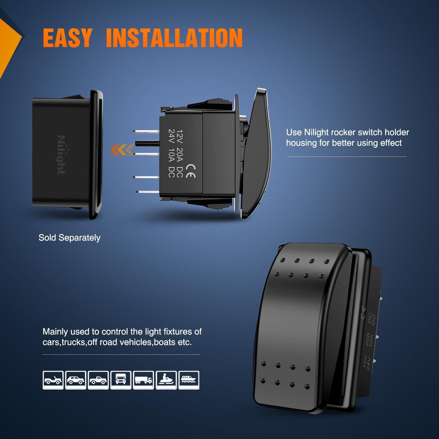 Interruptor de Palanca 3 Vías Nilight 12V 24V Impermeable 2PCS