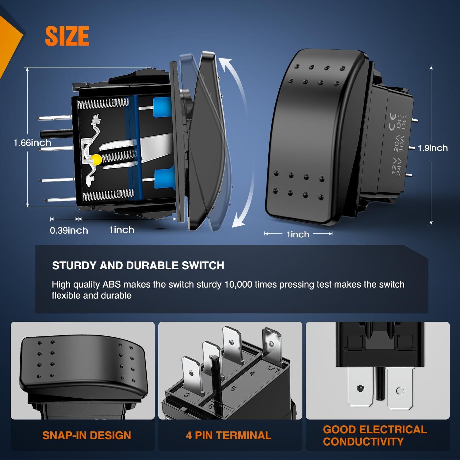 Interruptor de Palanca 3 Vías Nilight 12V 24V Impermeable 2PCS