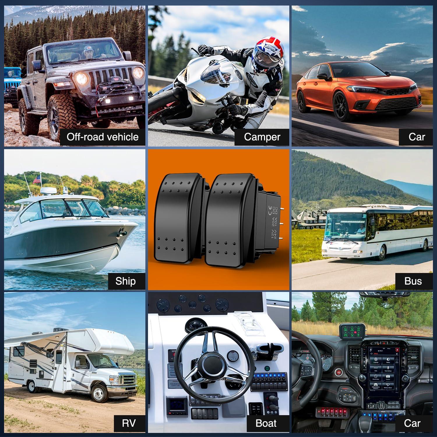 Interruptor de Palanca 3 Vías Nilight 12V 24V Impermeable 2PCS