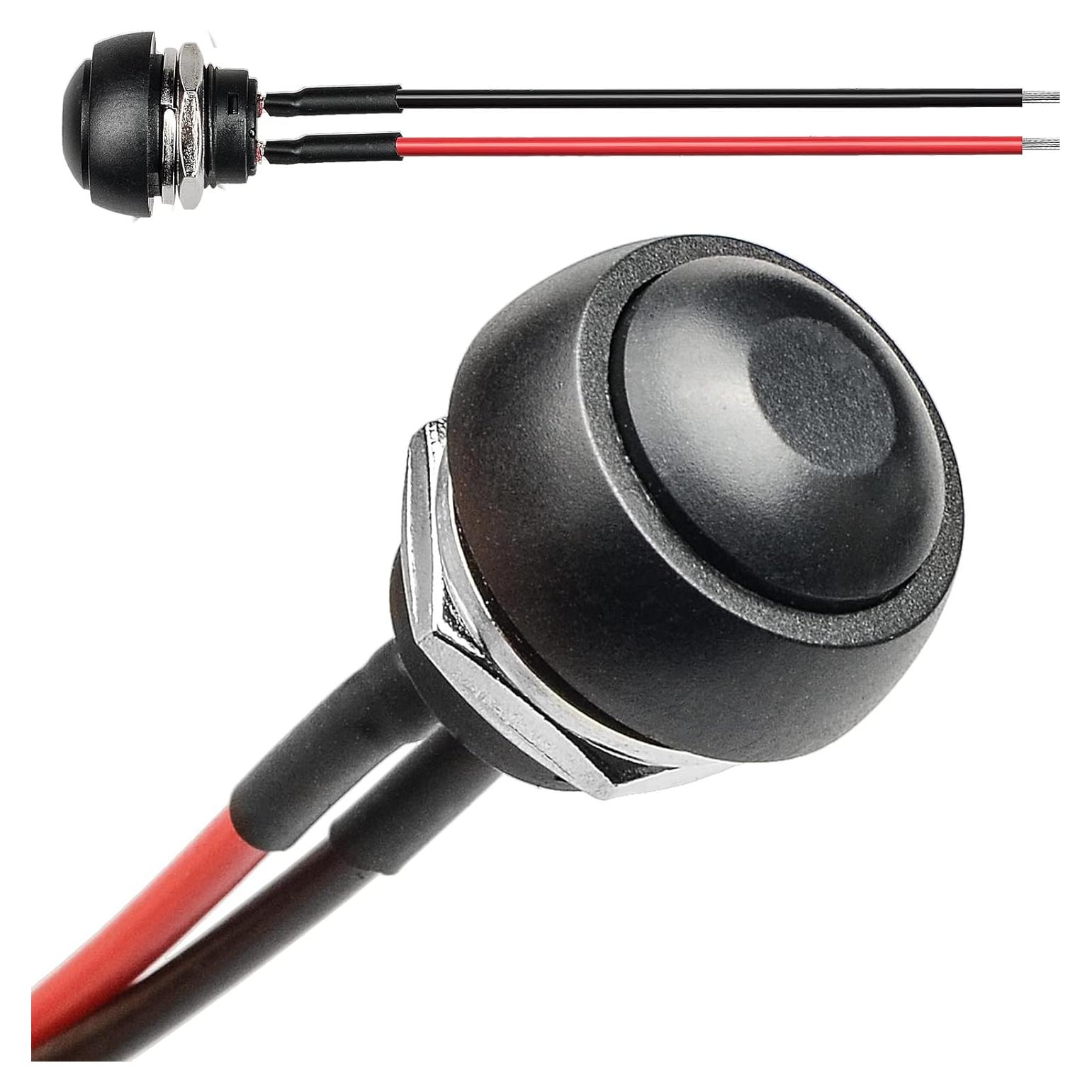 Interruptor Botón Pulsador Redondo QTEATAK JF-33B 12mm Impermeable