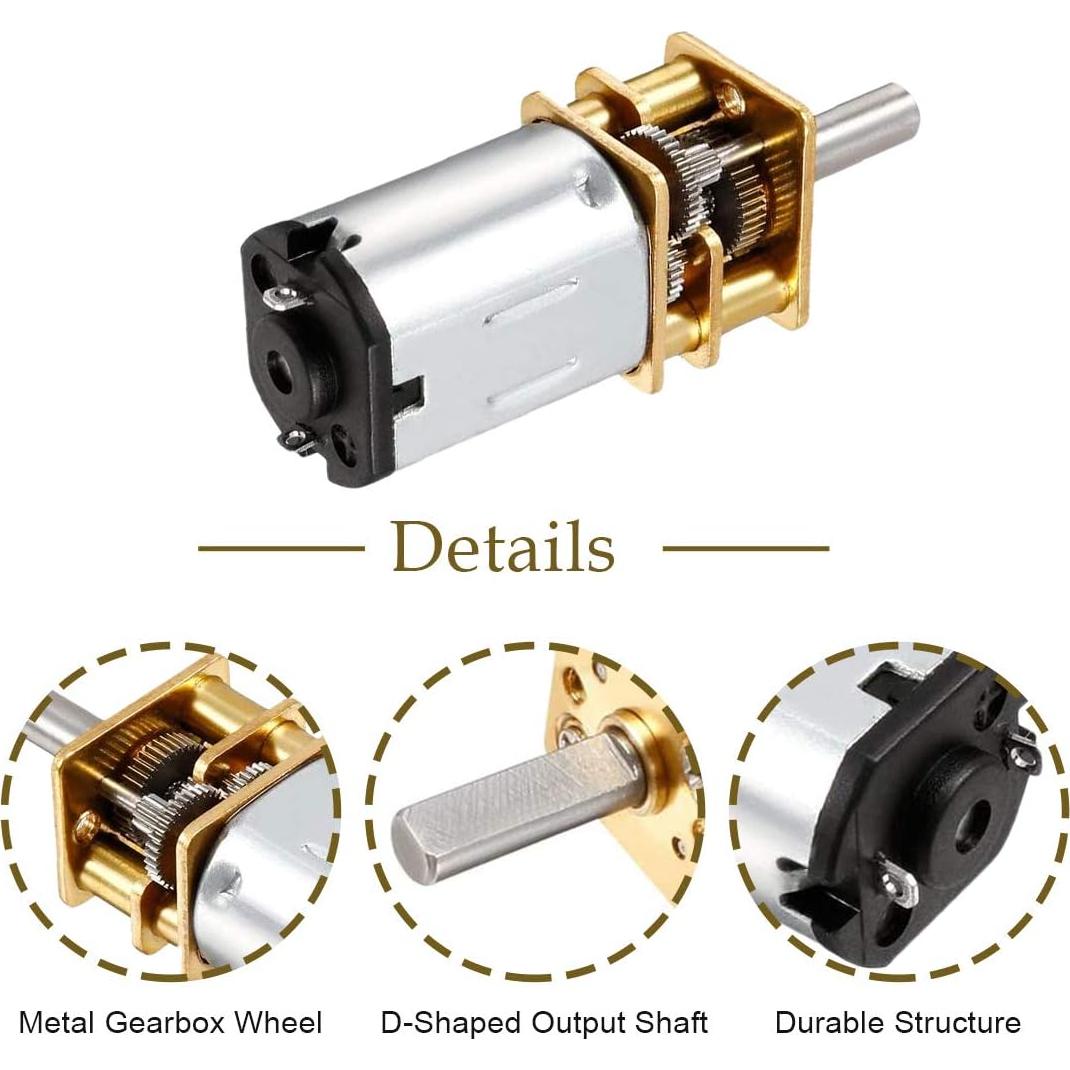 Motor de Engranaje Mini DC Hxchen 6V 30RPM Metal 12mm