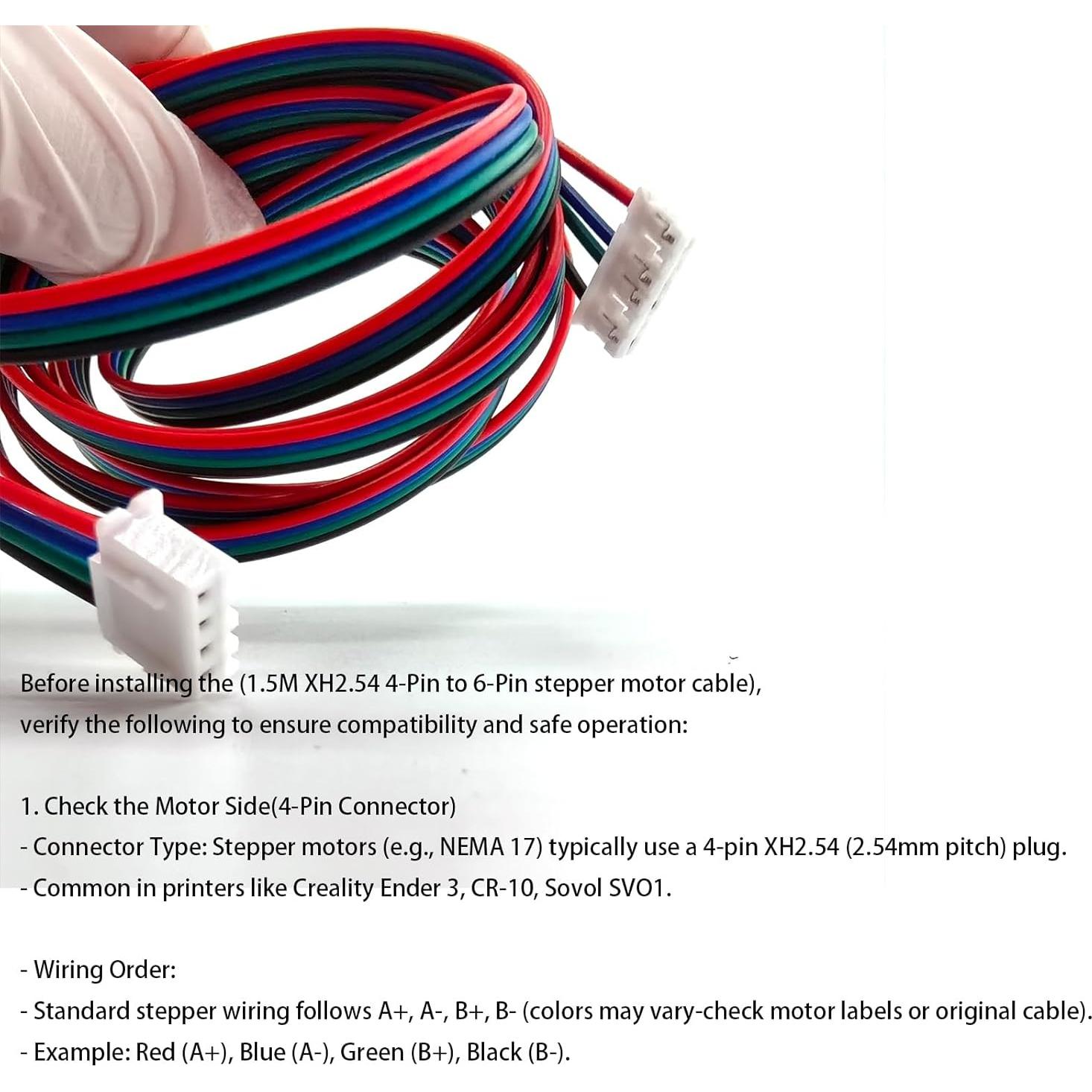 3 Pcs Cables de Motor Paso a Paso 1.5M TIEXYE 4Pin a 6Pin