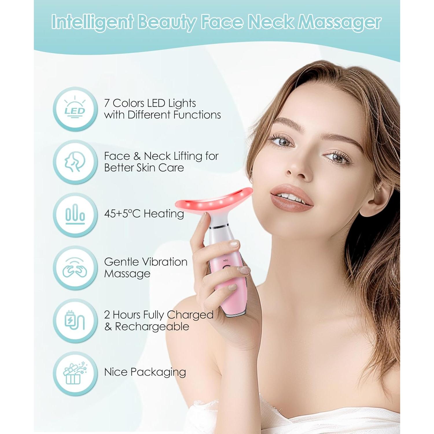 Masajeador Facial Rosa Aozemei 7 Colores con Calor