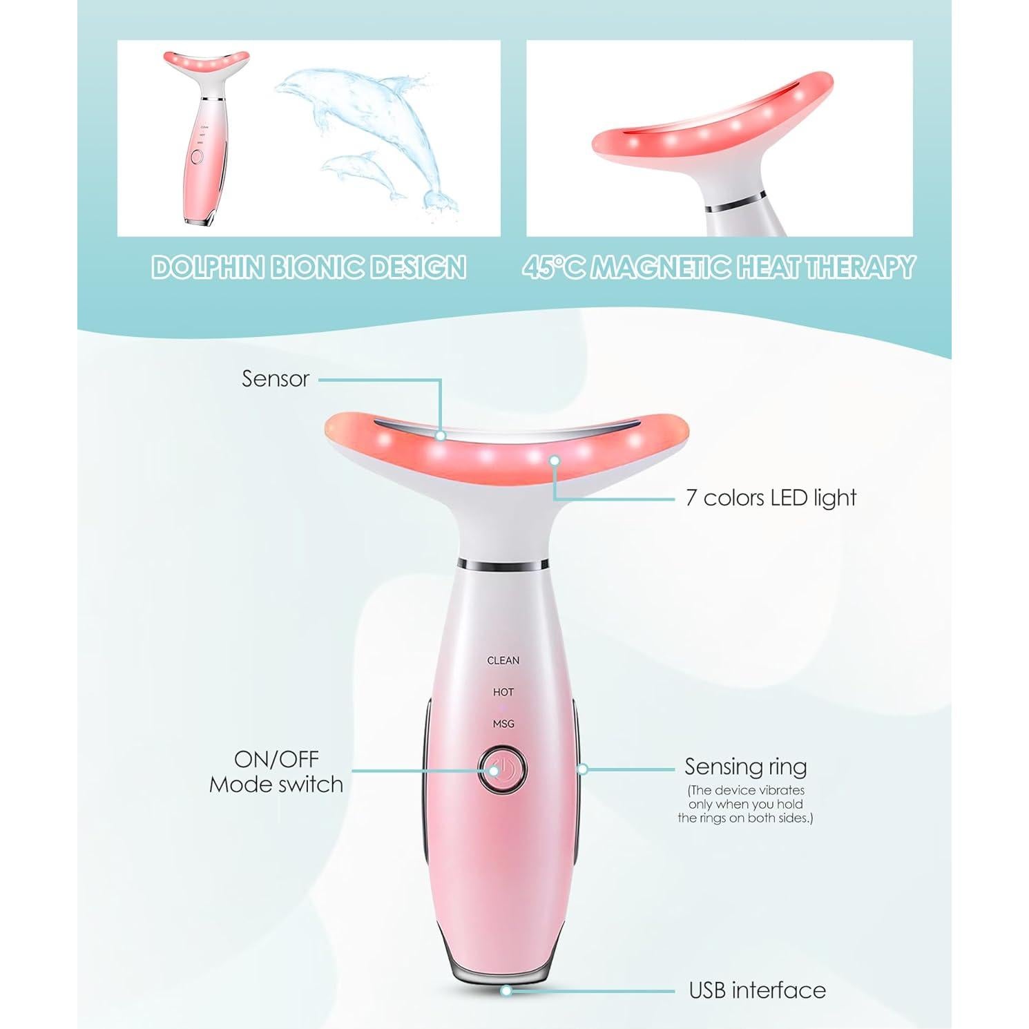 Masajeador Facial Rosa Aozemei 7 Colores con Calor