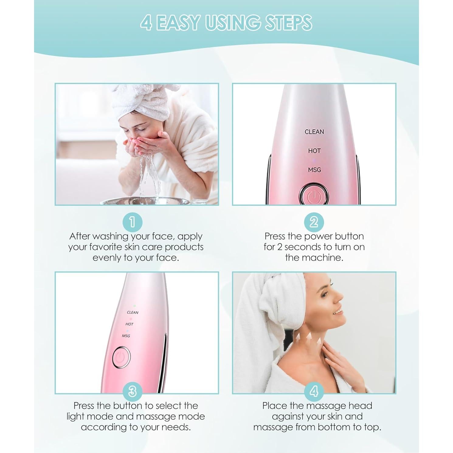 Masajeador Facial Rosa Aozemei 7 Colores con Calor