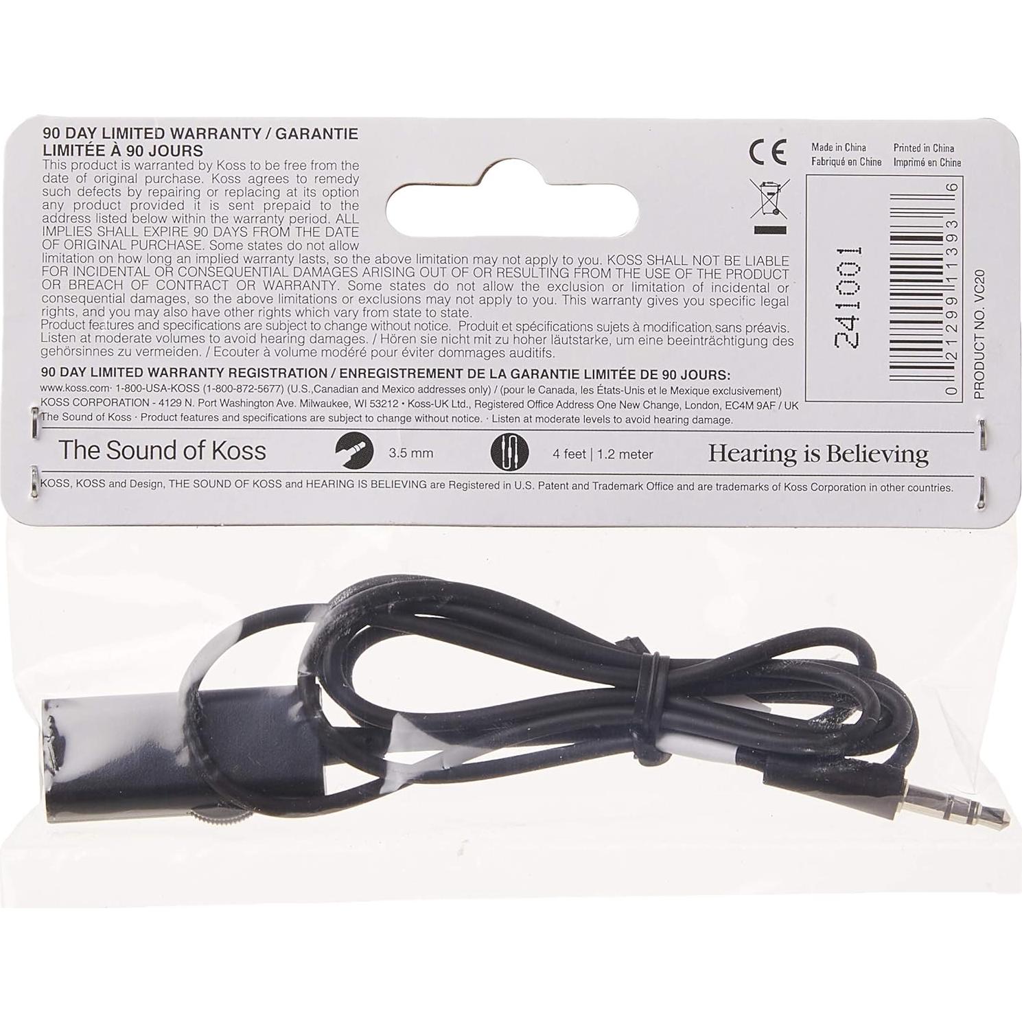 Control de Volumen Koss VC20 con Clip y Cable 99 cm