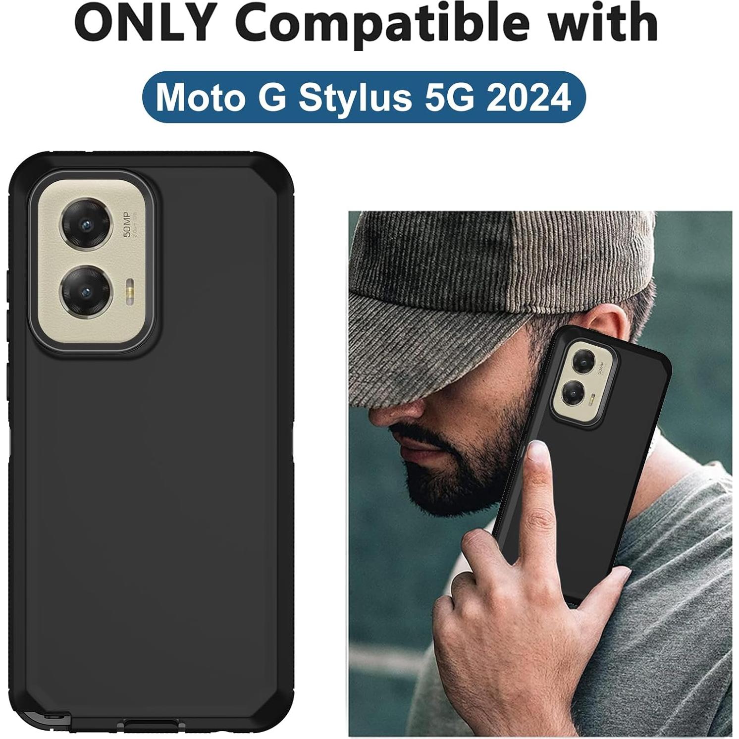 Funda Protectora 3 en 1 para Moto G Stylus 5G 2024 - Negro