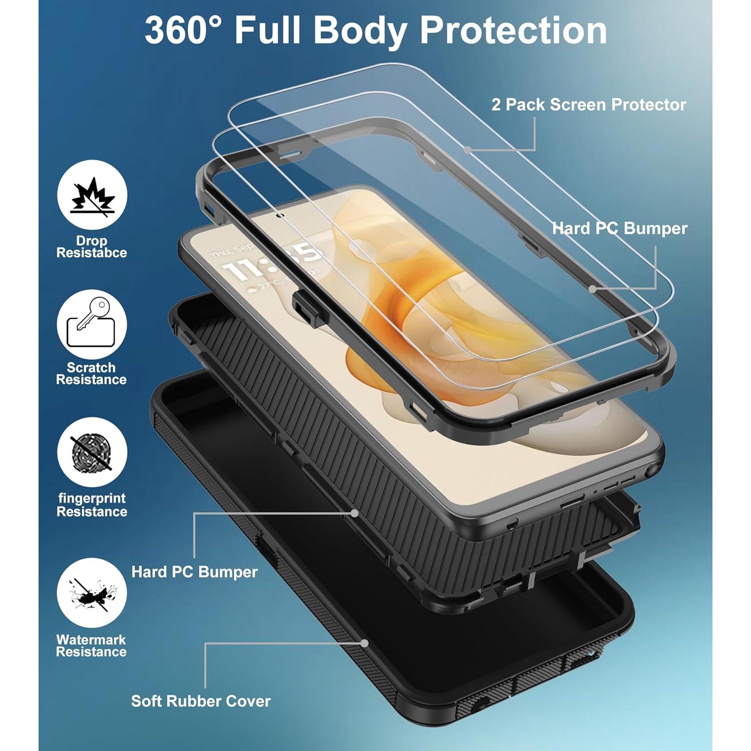 Funda Protectora 3 en 1 para Moto G Stylus 5G 2024 - Negro