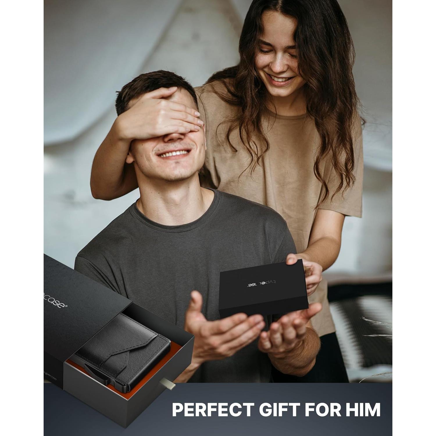 Cartera Táctica Typecase para Hombres - Cuero Genuino, RFID, Negro